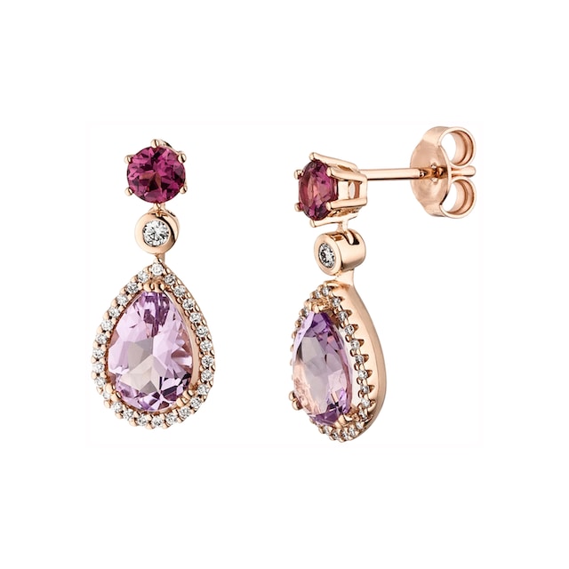 JOBO Paar Ohrstecker, 585 Roségold mit Amethyst Rhodolith 56 Diamanten  online bestellen | BAUR