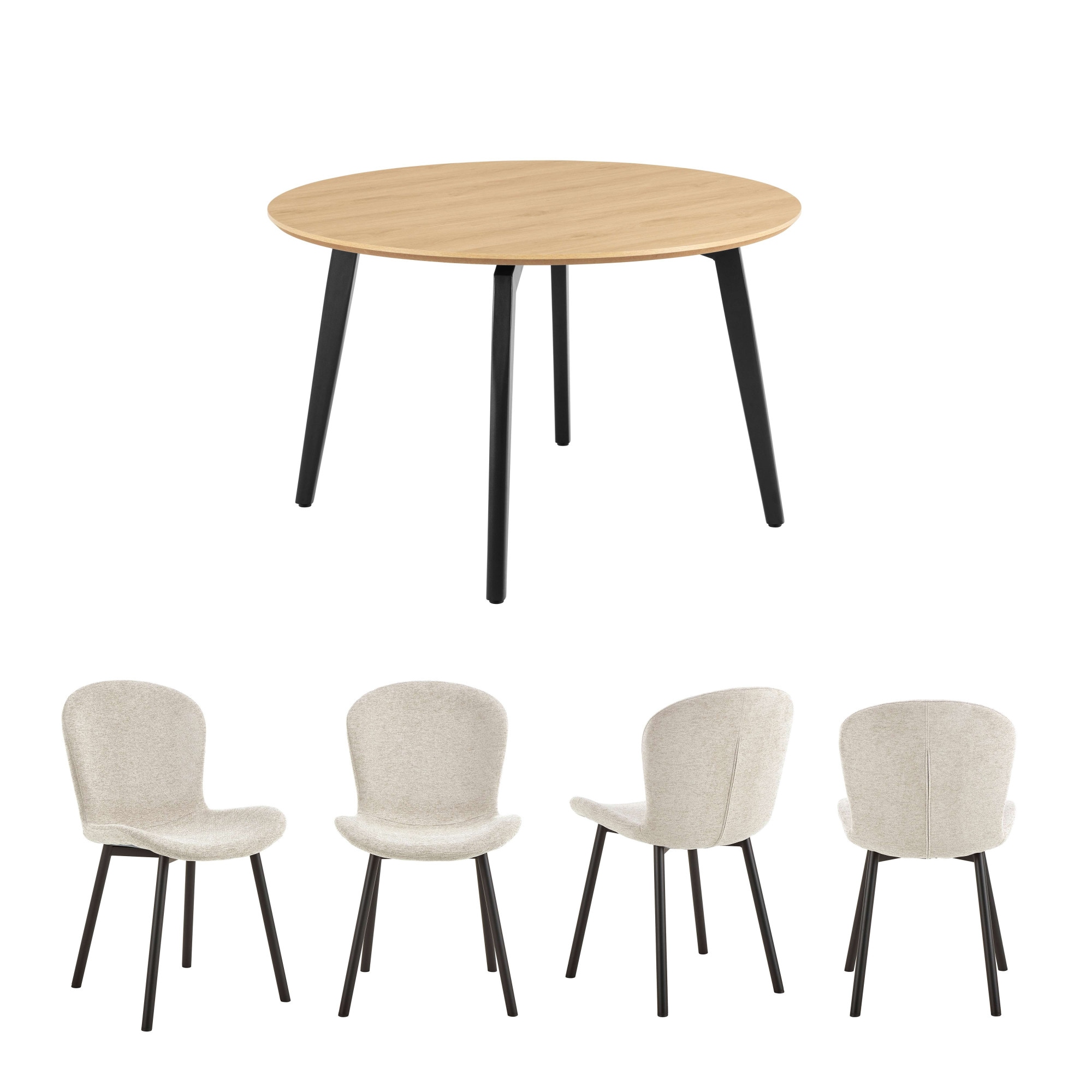 ACTONA GROUP Esszimmer-Set »Essgruppe, Speisetisch mit Wohnzimmerstühlen«, (Set, 5 St., 1x Tisch + 4x Stühle), 1x Tisch + 4x Stühle