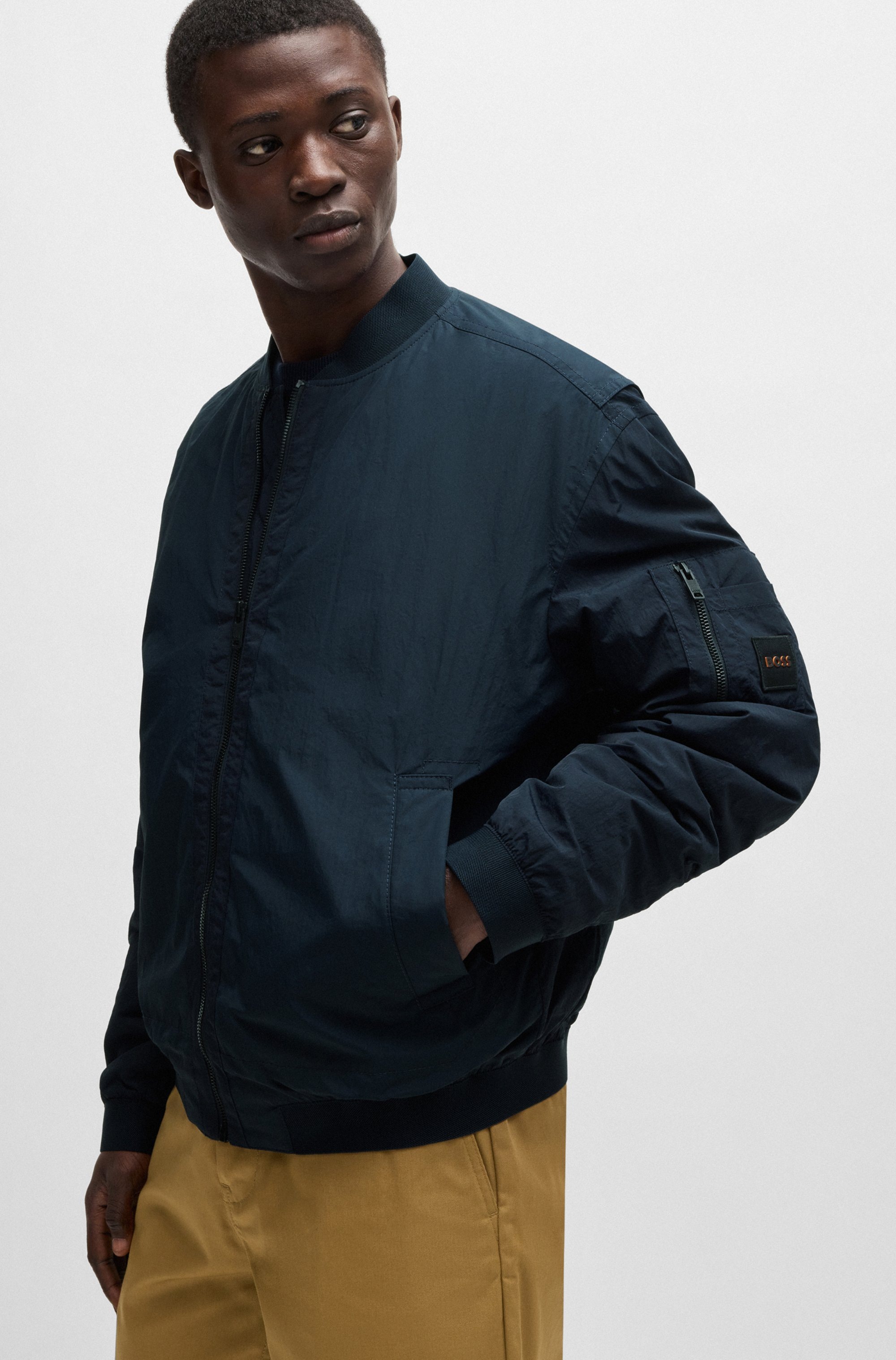 BOSS ORANGE "Olmec" mit Flachstrickkragen günstig online kaufen