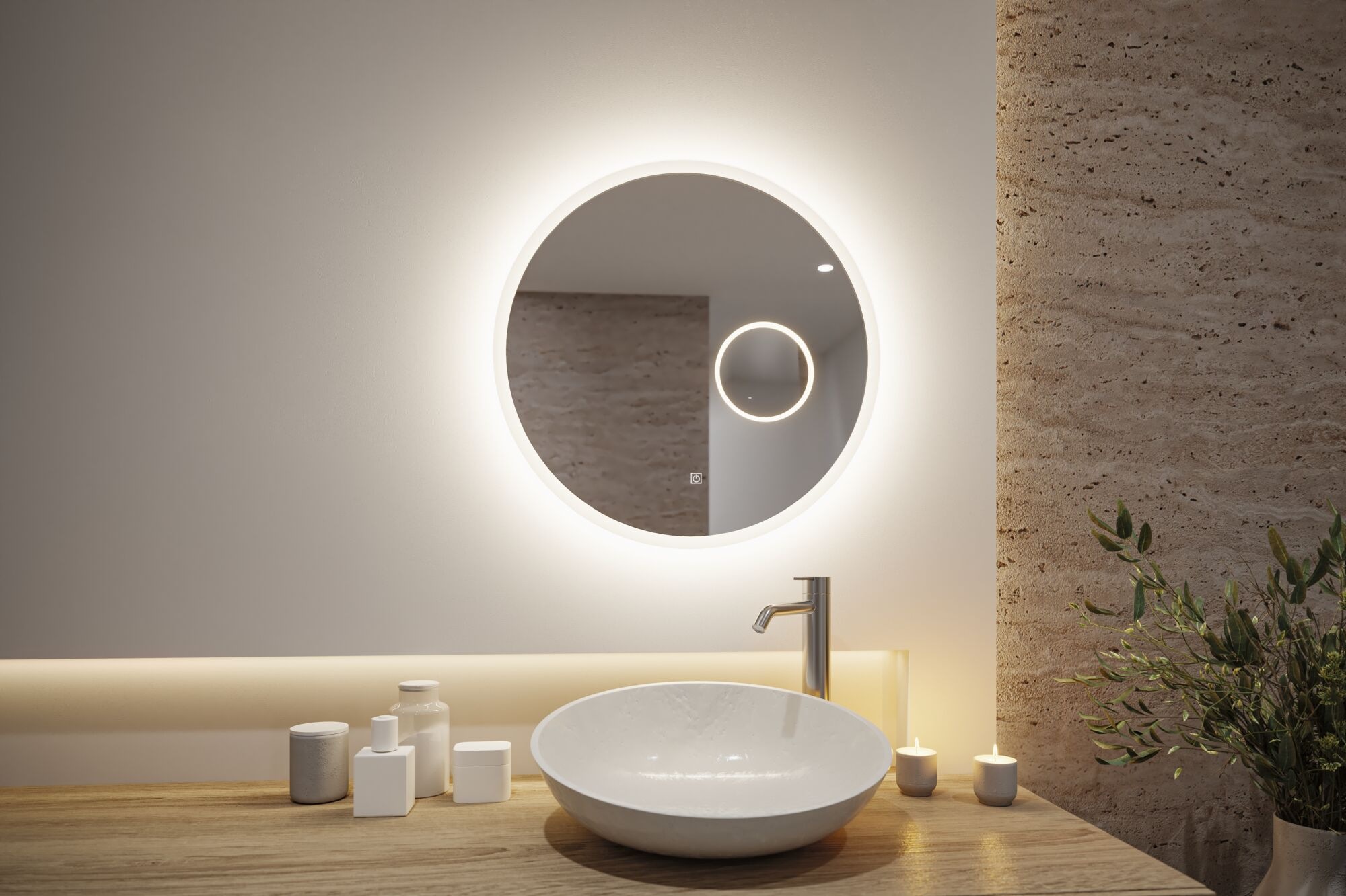 Paulmann LED Spiegelleuchte »LED Leuchtspiegel Mirra IP44 dimmbar Spiegel«, 1 flammig, Memoryfunktion, Dimmer