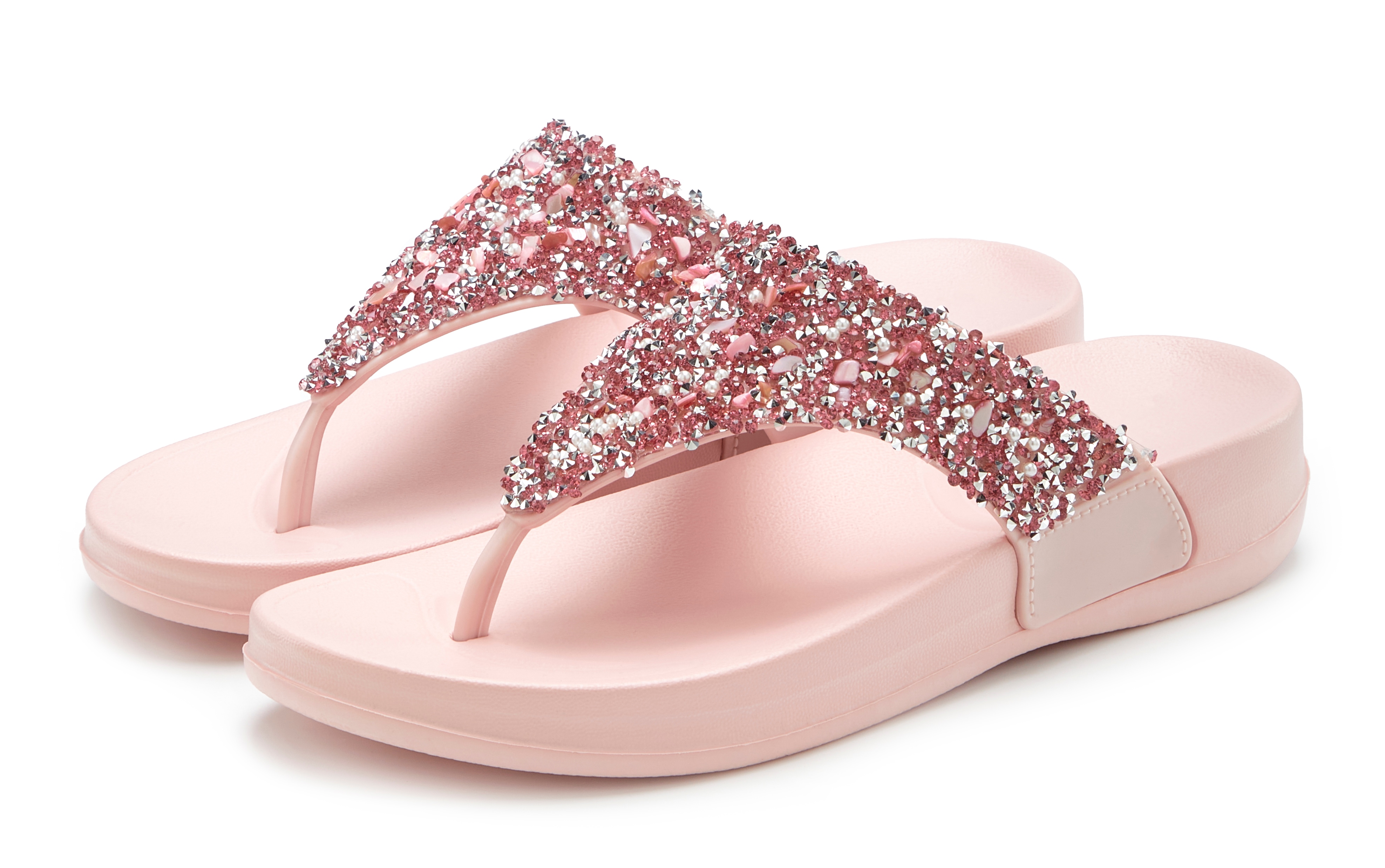 Vivance Badezehentrenner "Flip Flop, Badelatsche, Badeschuhe, Pantolette, Zehentrenner," NEU Sommerschuh mit modischem Glitzerdetail VEGAN
