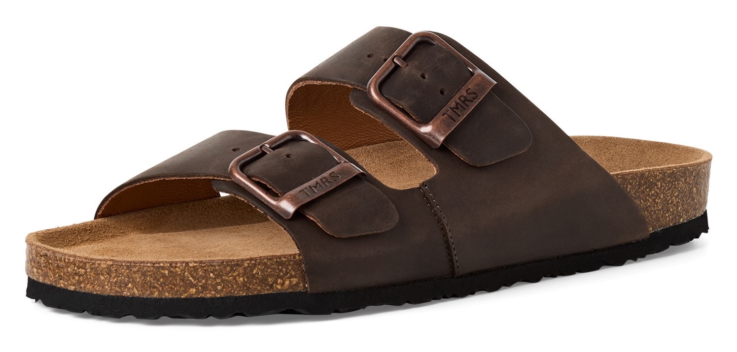 Tamaris Men's Brown Leather Slip-On Footbed Slipper Sandals brown EU 40 male
