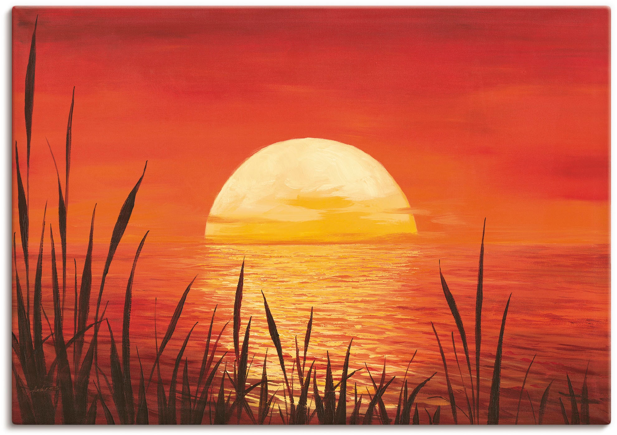 Artland Wandbild »Roter Sonnenuntergang am Ozean«, Bilder vom Sonnenuntergang & -aufgang (1 Stück), in vielen Größen & Produktarten - Alubild / Outdoorbild, Leinwandbild, Poster, Wandaufkleber / Wandtattoo auch für Badezimmer geeignet