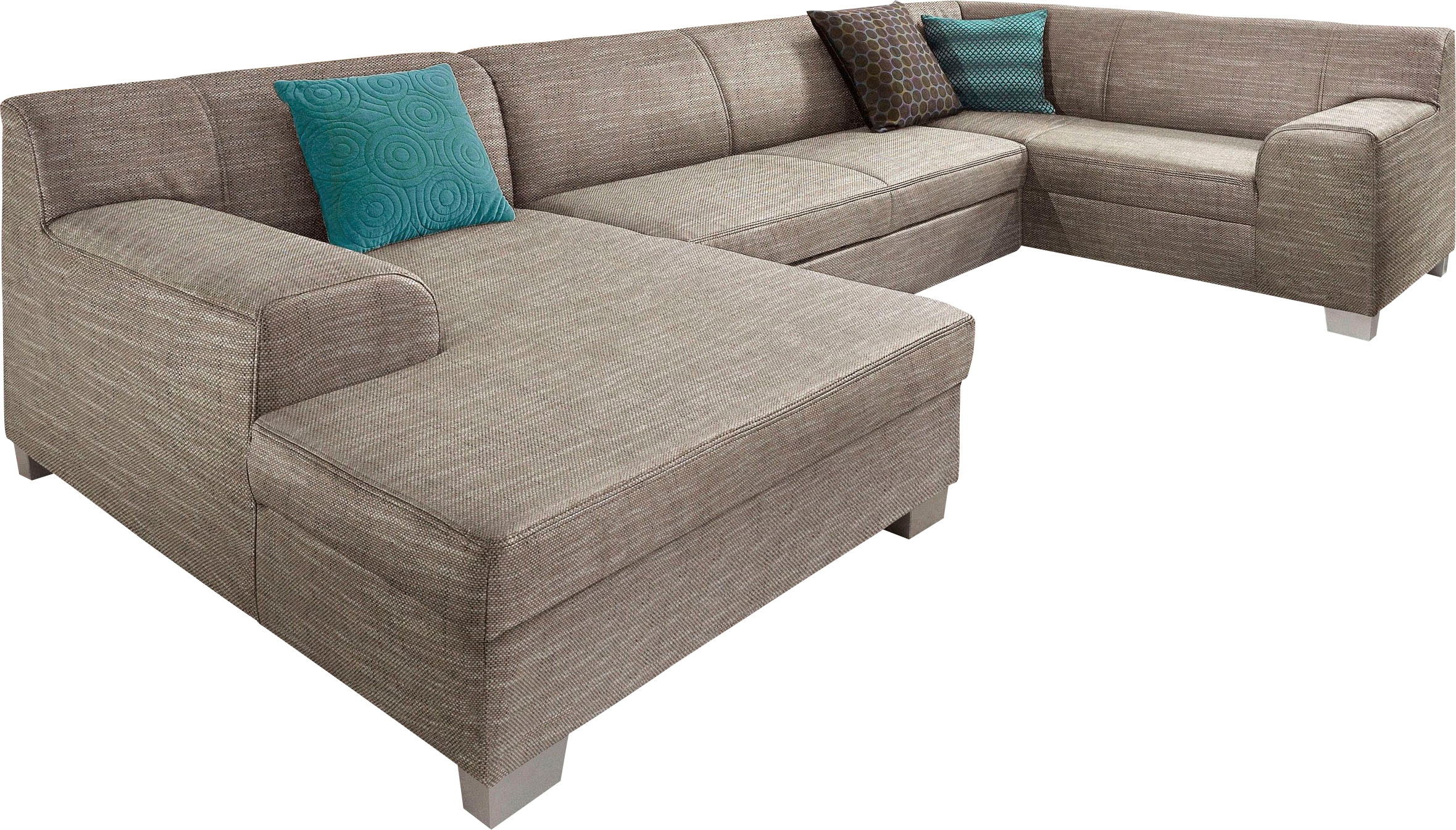 DOMO collection Wohnlandschaft »Amando in vielen Bezugsvarianten, auch in Leder, komfortabel, U-Form«, wahlweise mit Bettfunktion, fester Sitzkomfort, frei im Raum stellbar