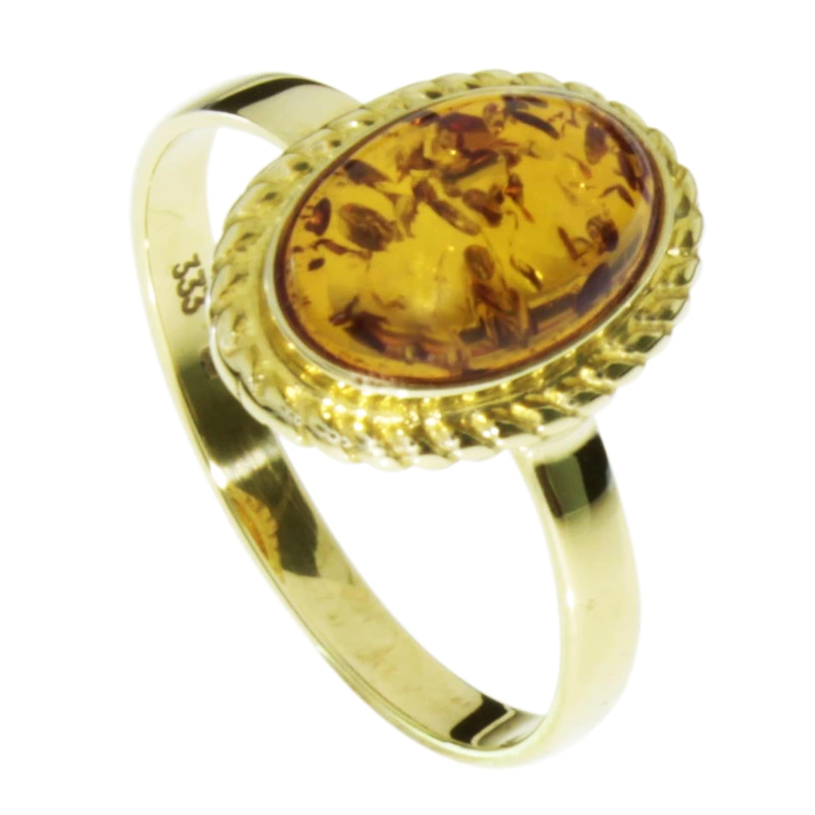 Fingerring OSTSEE-SCHMUCK "- Julie - Gold 333/000 - Bernstein" Gr. 52, gold (gold 333, goldfarben, gelb), Fingerringe, Damen, 52, Fingerring