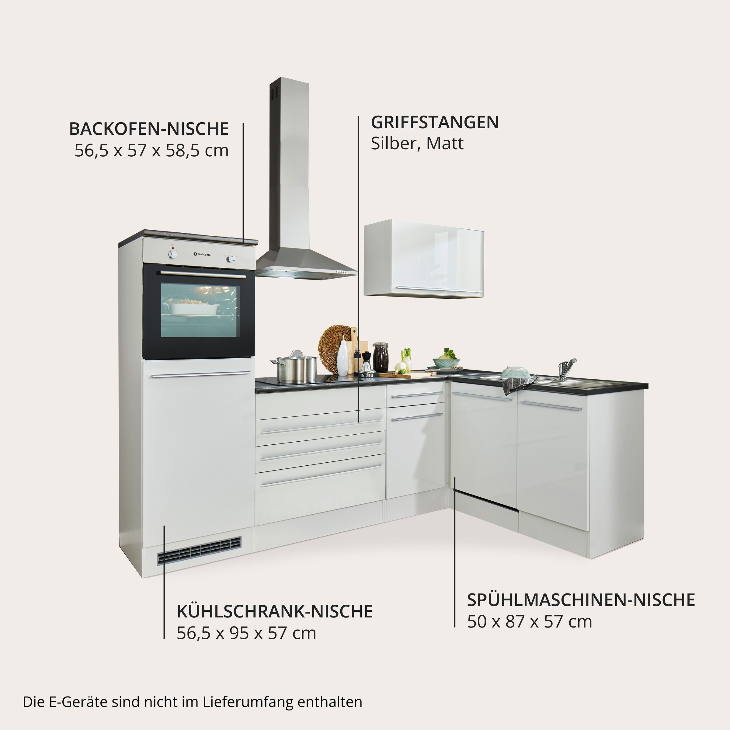 Thumbnail - BASIC by Balculina Winkelküche "Jazz" Stellbreite 260x175 cm, wahlweise mit E-Geräten