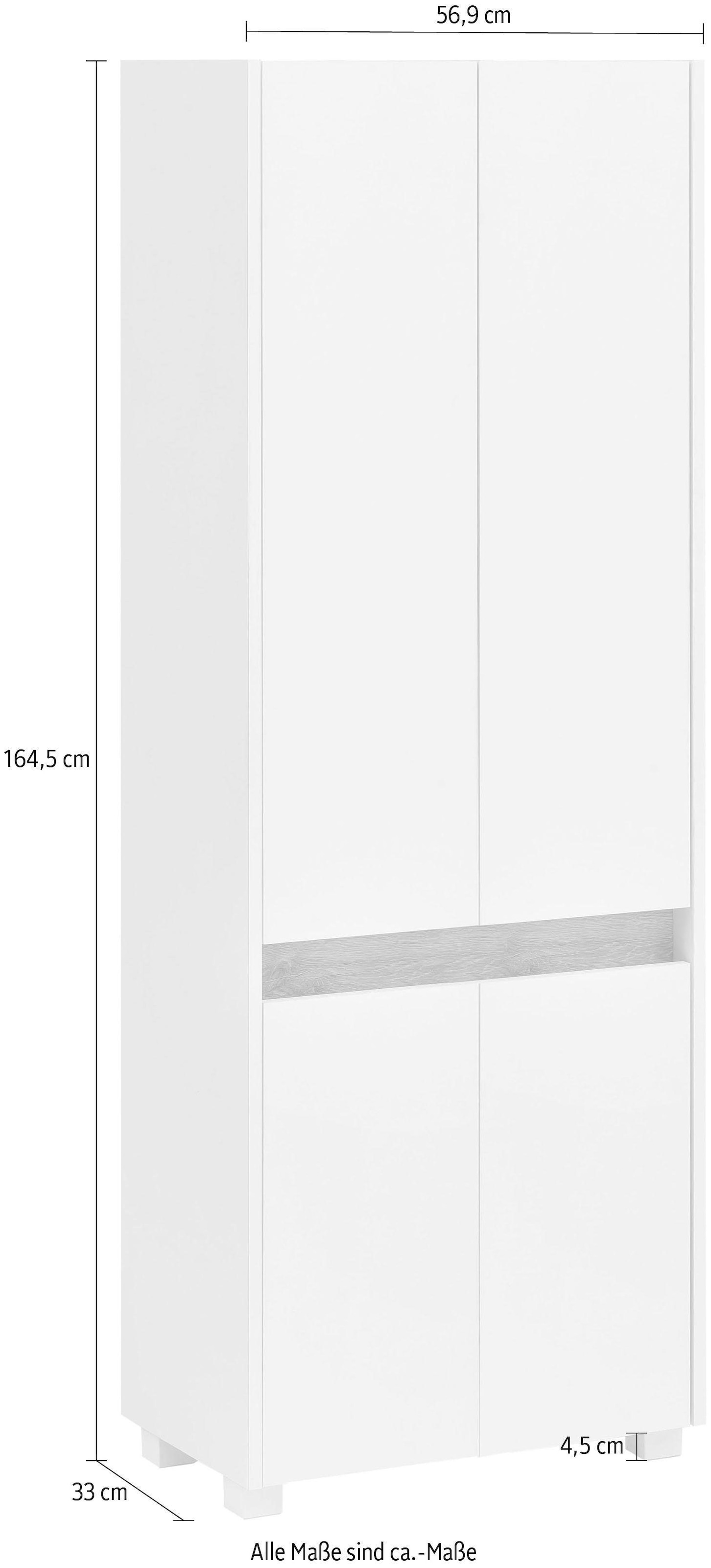 Schildmeyer Hochschrank »Cosmo in verschiedenen Farben made in Germany«, Breite 57 cm, Badezimmerschrank, Blende im modernen Wildeiche-Look