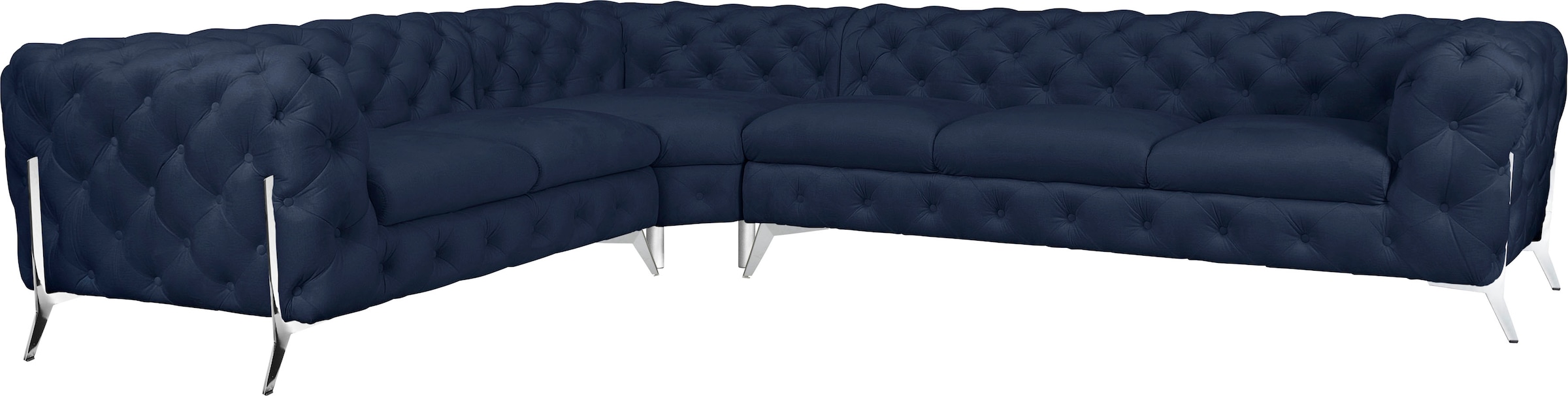 Leonique Chesterfield-Sofa "Amaury L-Form", großes Ecksofa, Chesterfield-Optik, Breite 323 cm, Fußfarbe wählbar