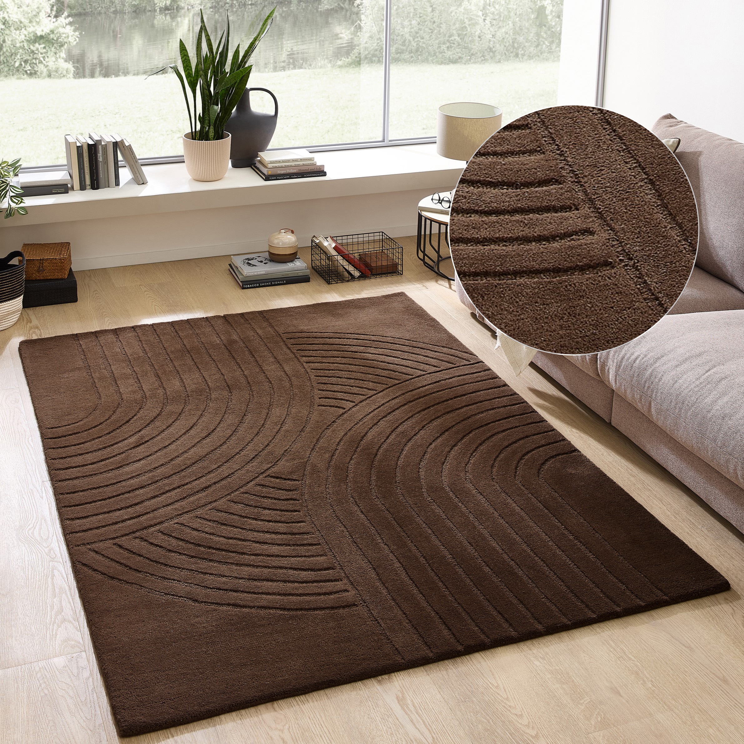 OTTO Home Gabbo Design Wool Rug Brown 200x290cm