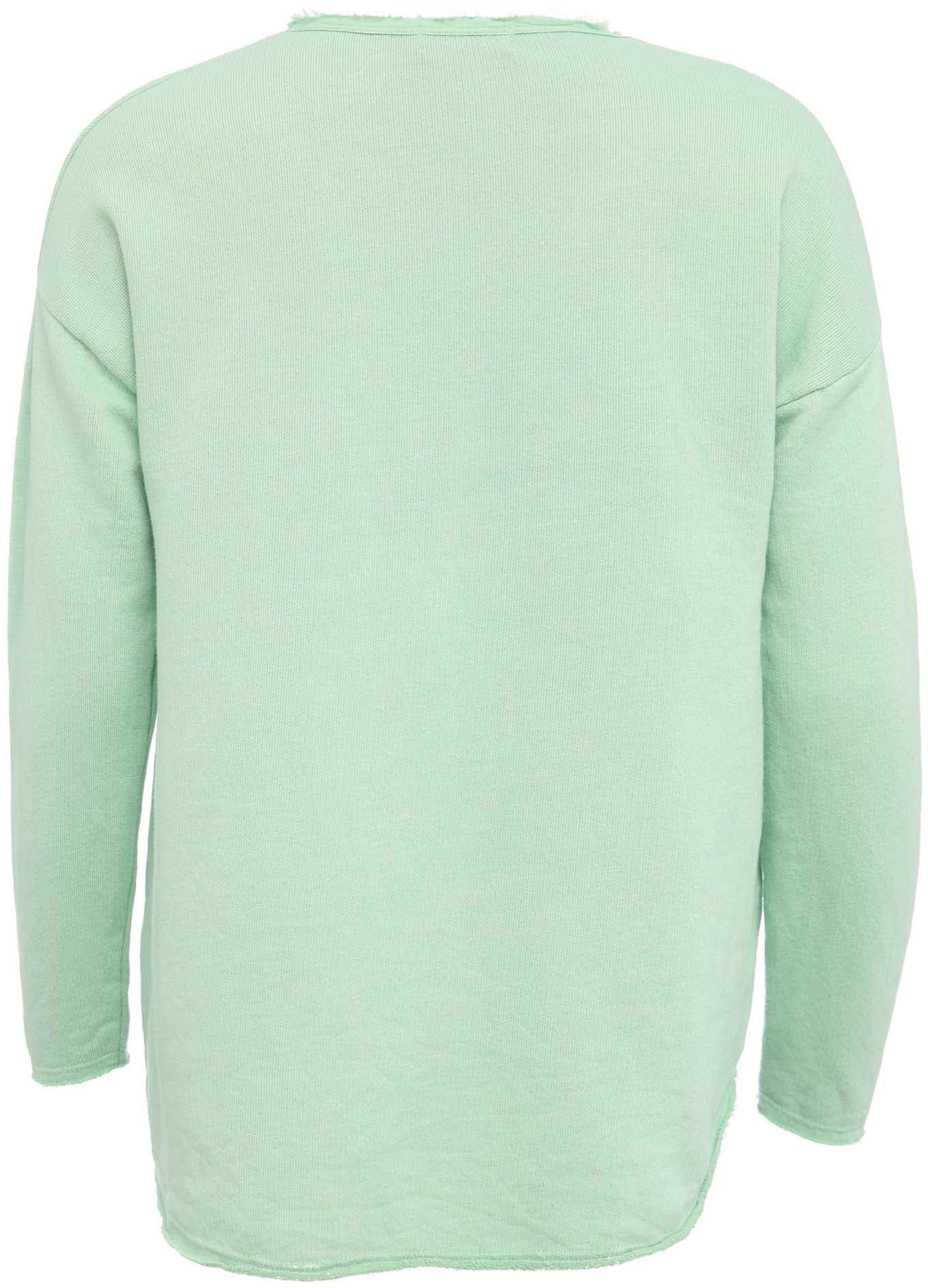 Zwillingsherz Sweatshirt, mit ausgefranstem V-Ausschnitt im Vintage Look