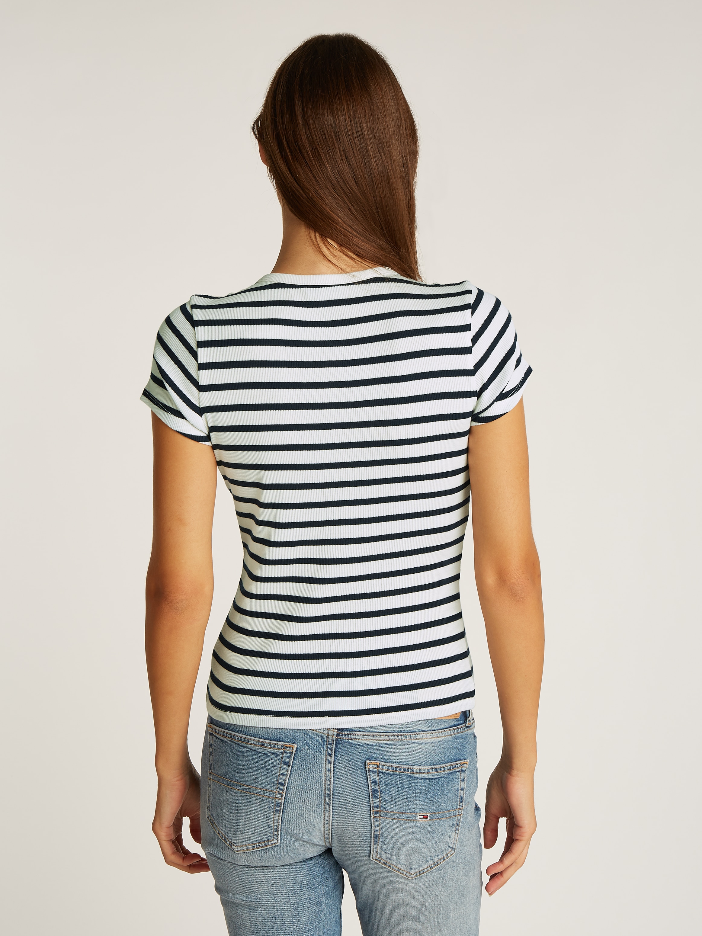 Tommy Jeans T-Shirt "TJW SLIM BUTTON RIB C-NECK SS", mit Knöpfen günstig online kaufen