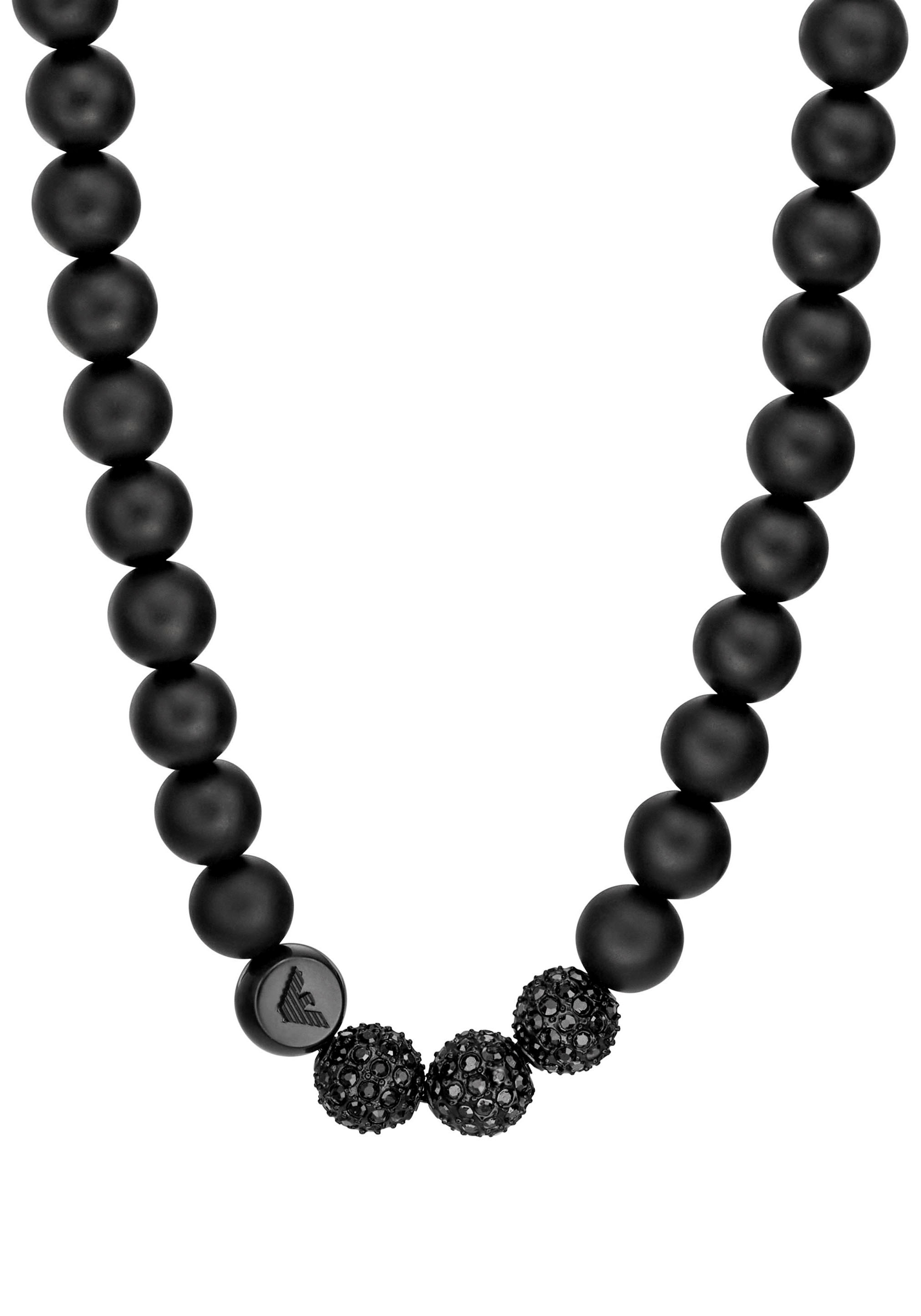 Emporio Armani Statementkette »ICONIC TREND, BEADS AND PAVE, EGS3029001«, mit Onyx, Gagat