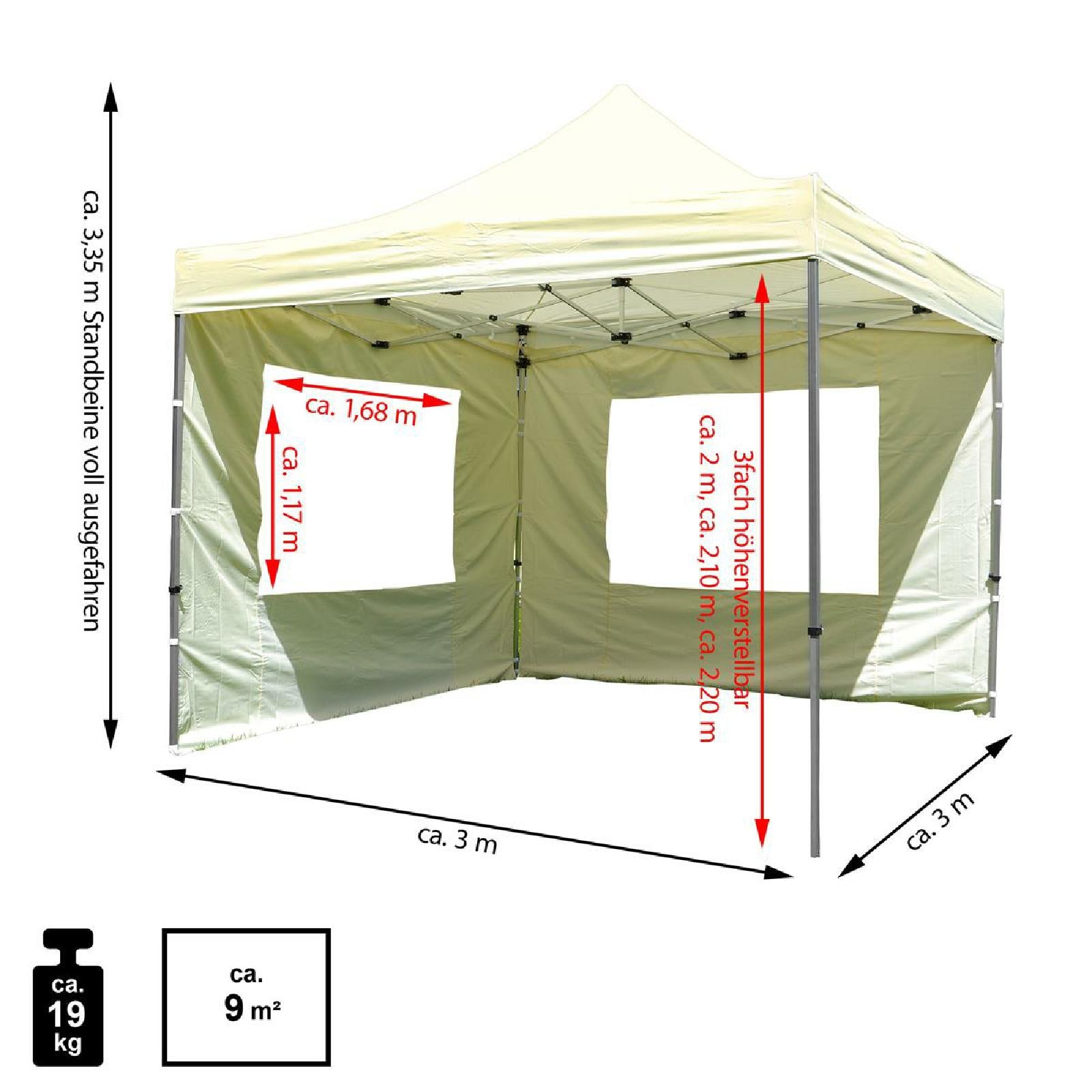 VCM Pavillon »Falt Pavillon 3x3m champagner+2 Seitenteile«