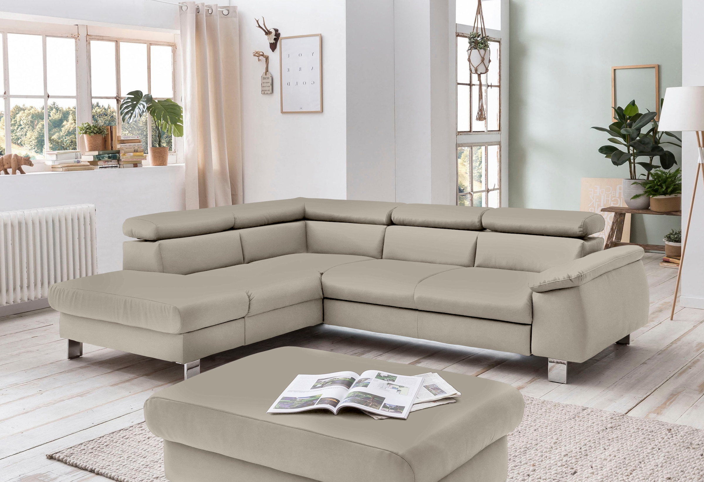 COTTA Ecksofa "Komaris L-Form, B: 249 cm" mit Kopfteilverstellung, optional günstig online kaufen