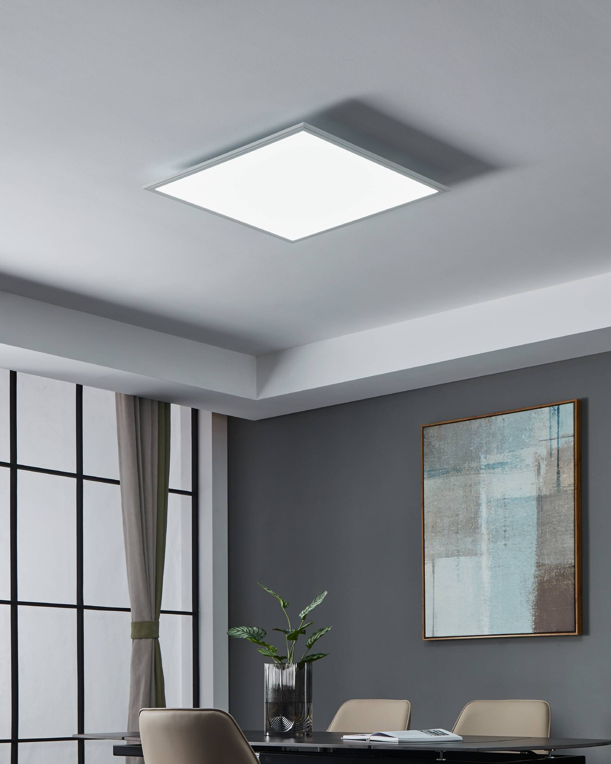 EGLO Deckenleuchte »SALOBRENA-Z Deckenlampe weiß, ZigBee 3.0, Timer, Panel, Disco-Modus«, Leuchtmittel LED-Modul | LED fest integriert, App/Sprachsteuerung Alexa, 59,5x59,5x5cm, exkl. Fernbedienung