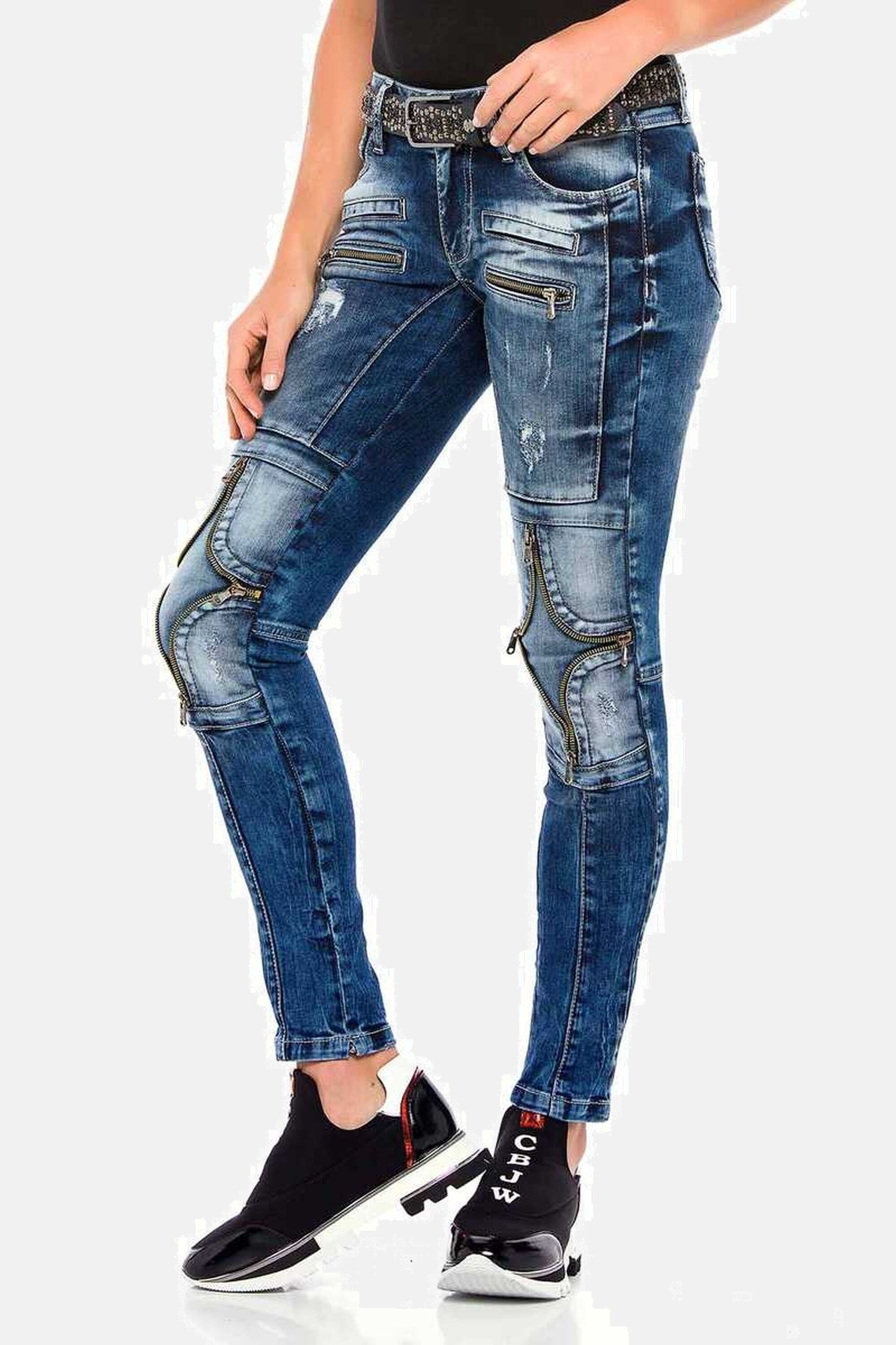 Cipo & Baxx 5-Pocket-Jeans »Jeans«, mit vielen Applikationen, WD377