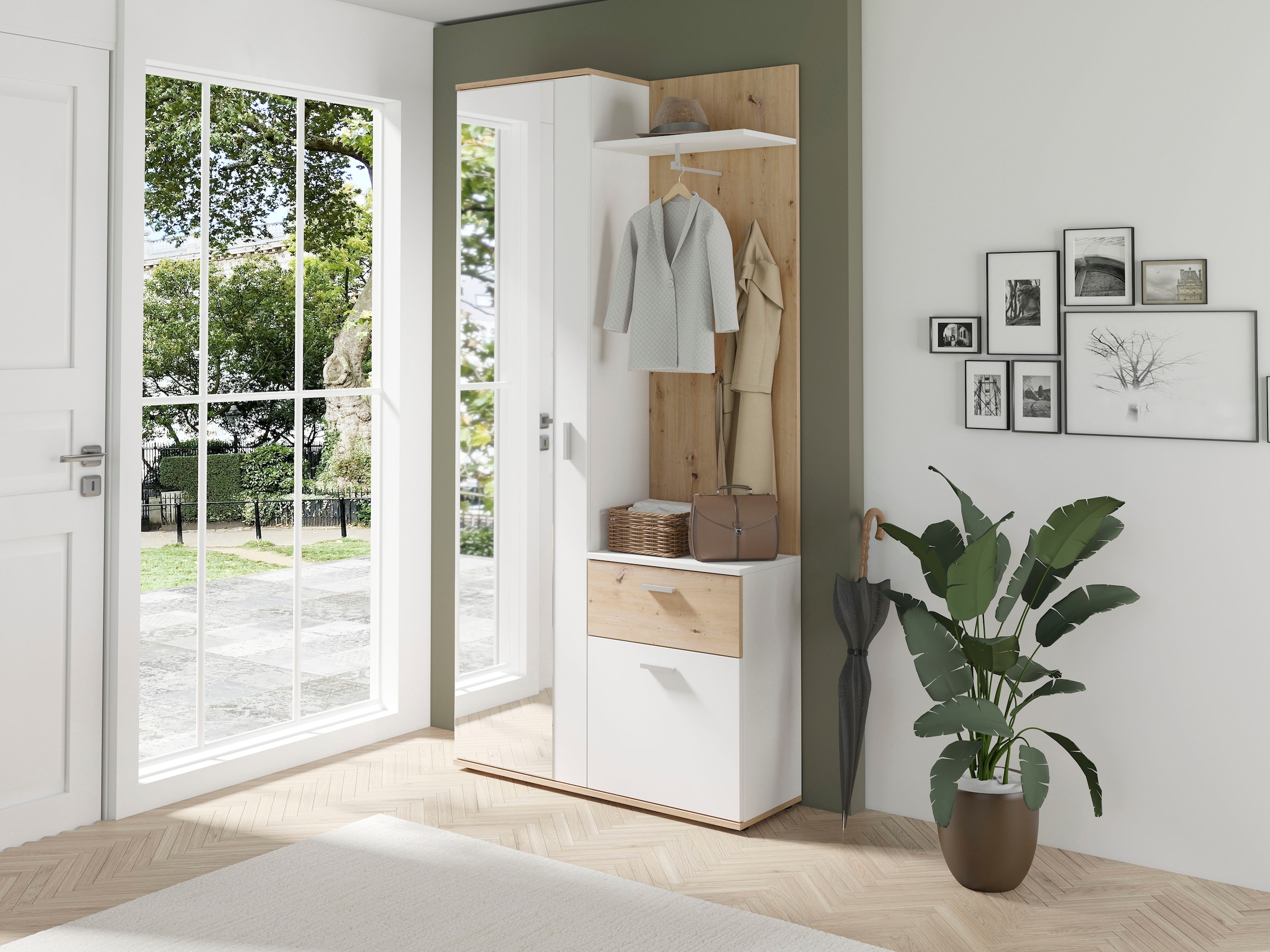 byLIVING Kompaktgarderobe »Jakob«, mit großem Spiegel und Ablage, Breite 97  cm kaufen | BAUR