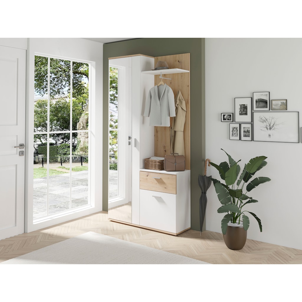 byLIVING Kompaktgarderobe »Jakob«, mit großem Spiegel und Ablage, Breite 97 cm