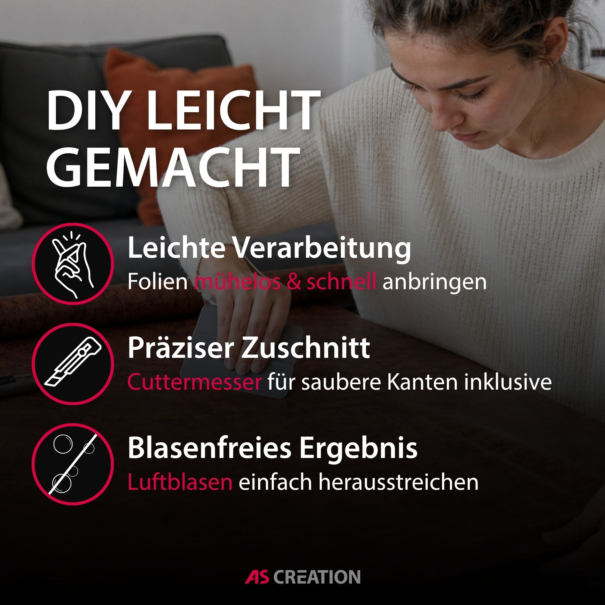 Architects Paper Cuttermesser »Architects Paper Möbelfolien-Set mit Cutter und Rakel« Set, 2 tlg. 2-teiliges Set zum Zuschneiden und glatten Verkleben