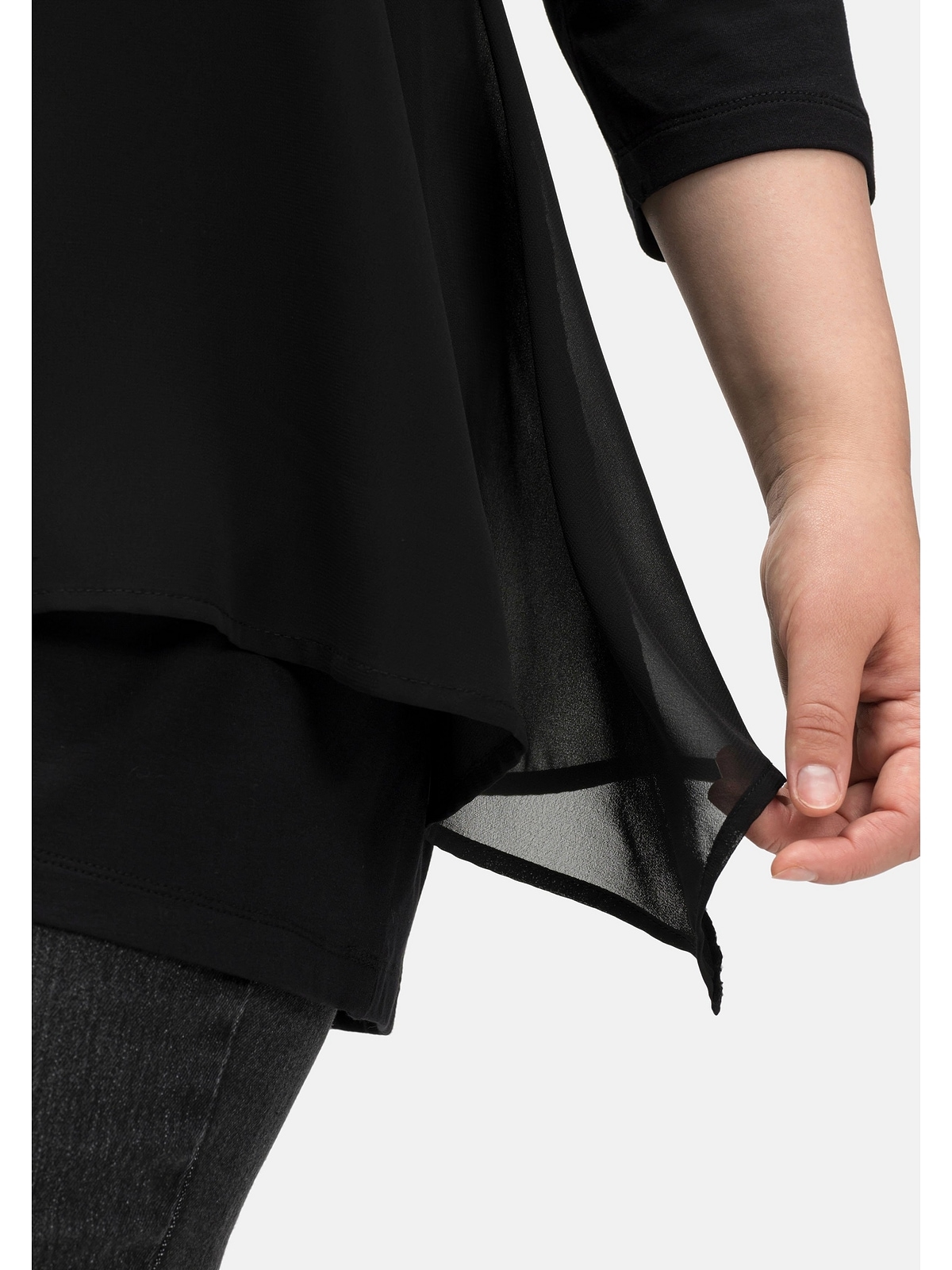 Sheego 3/4-Arm-Shirt »Große Größen«, mit Chiffon-Oberteil für kaufen | BAUR