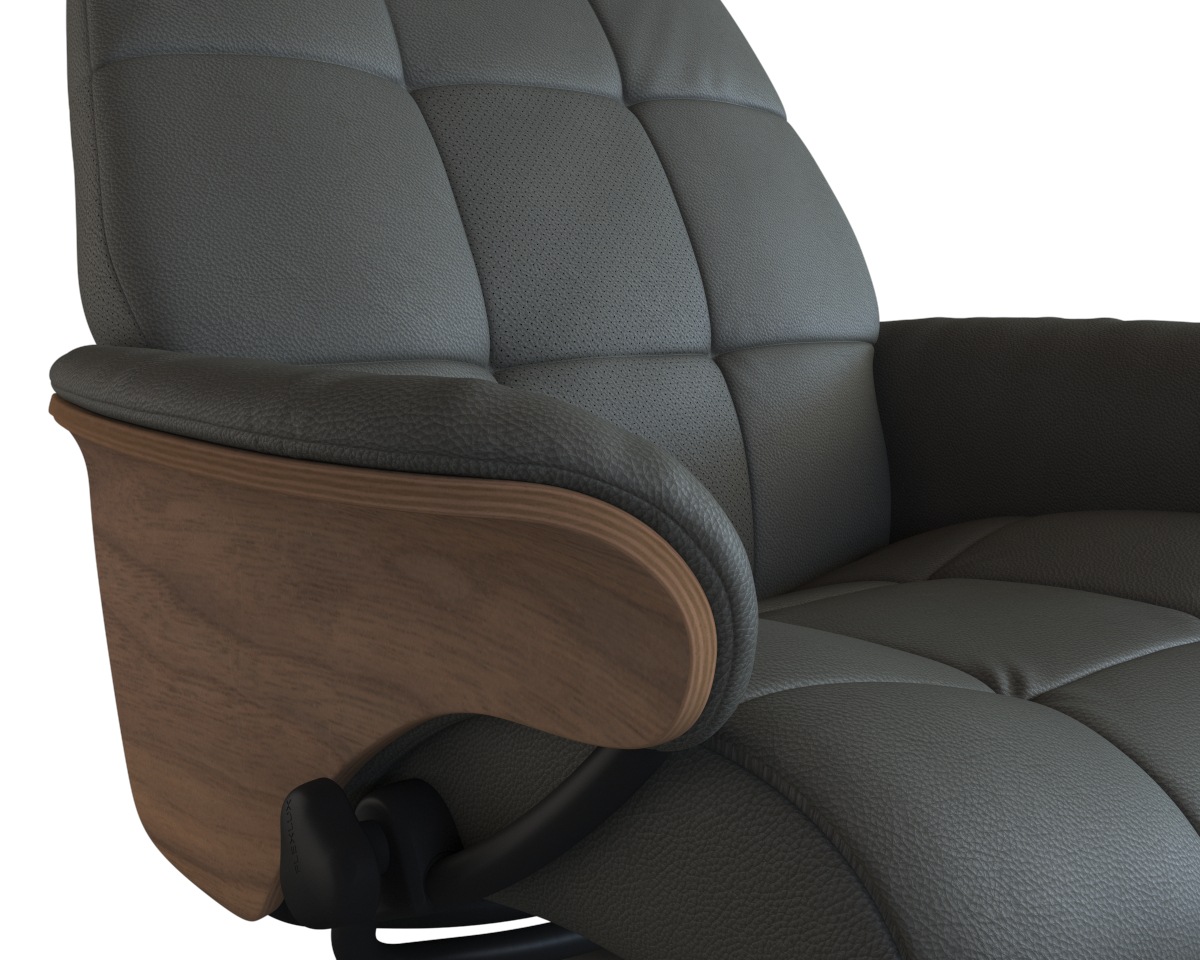 FLEXLUX Relaxsessel »Skagen Funktionsessel, Polstersessel, Armlehne, TV-Fernsehsessel«, Rücken- und Kopfteilverstellung, Fuß Schwarz, Armlehne Eiche, Drehbar