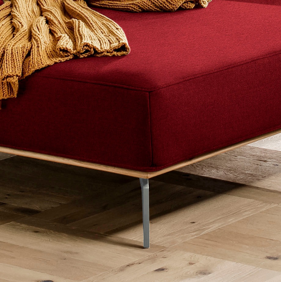 W.SCHILLIG Ecksofa »run, Designsofa mit tollem Sitzkomfort, bequem, L-Form«, mit elegantem Holzsockel, Füße in Silber matt, Breite 299 cm