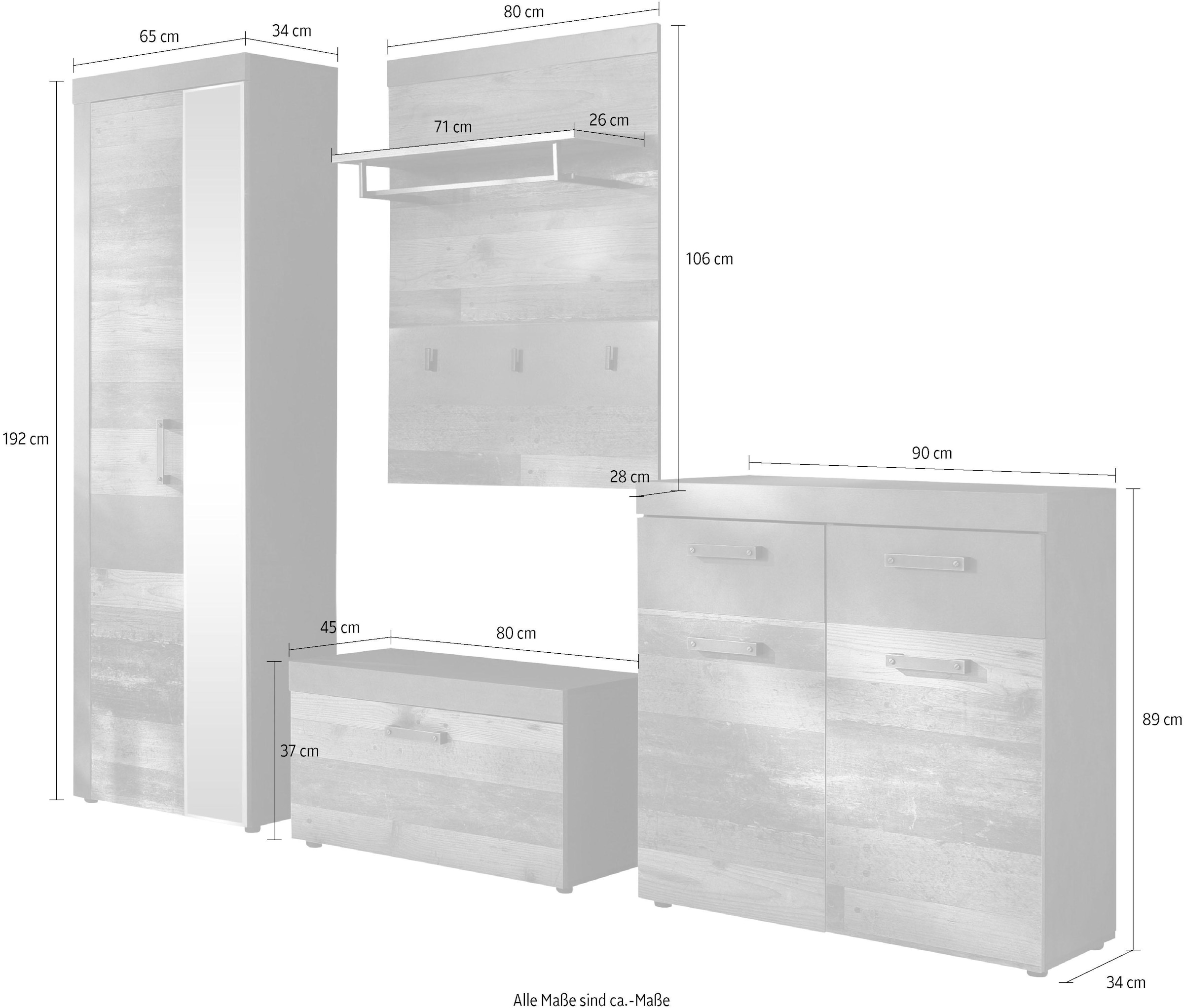 INOSIGN Garderoben-Set »Ilana«, (Set, 4 Style BAUR moderner | St.), Industrial