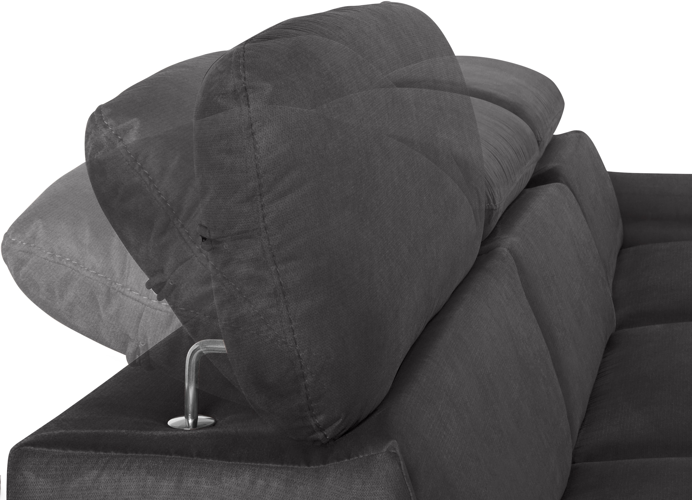 COTTA Ecksofa »Lola L-Form mit Kopfteilfunktion & Hocker«, (Set, mit Hocker), wahlweise mit Bettfunktion, Bettkasten & Armteilverstellung