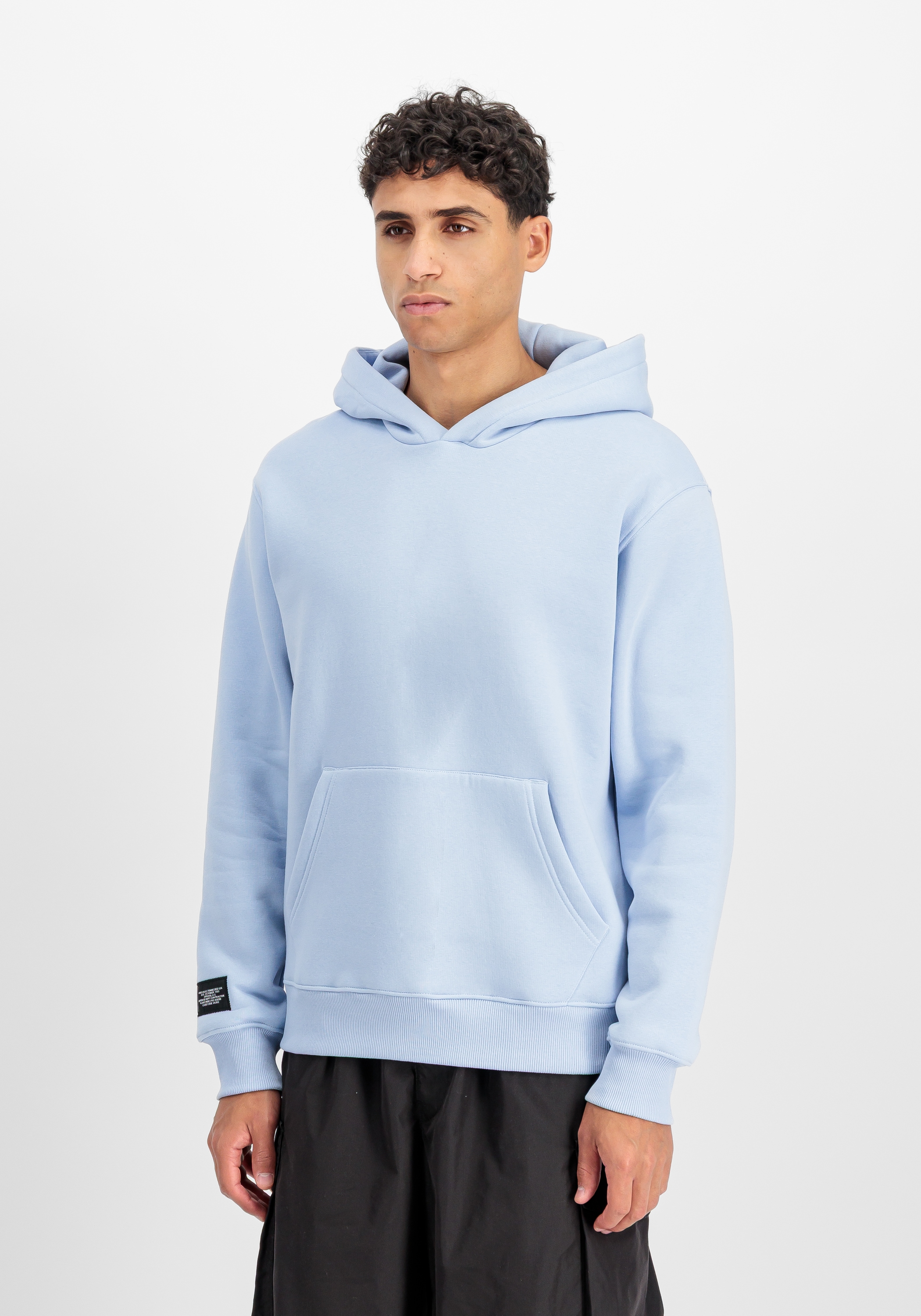 Hoodie ALPHA INDUSTRIES "Label Hoodie Backprint ", Herren, Gr. XXL, artic blau, Obermaterial: 80% Baumwolle, 20% Polyester, regular fit, Sweatshirts Hoodie 2