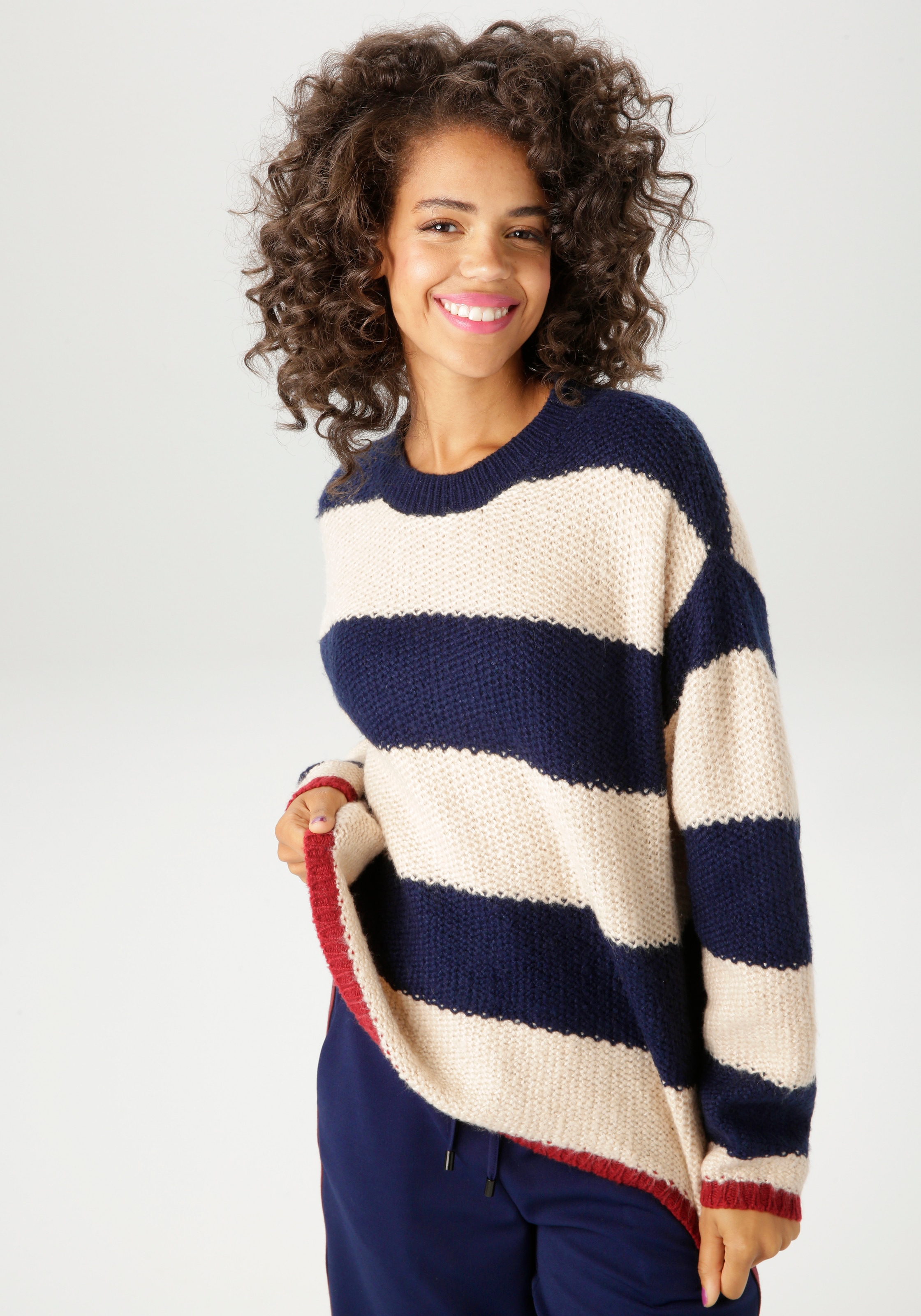 Aniston CASUAL Strickpullover, mit breiten Streifen - NEUE KOLLEKTION günstig online kaufen