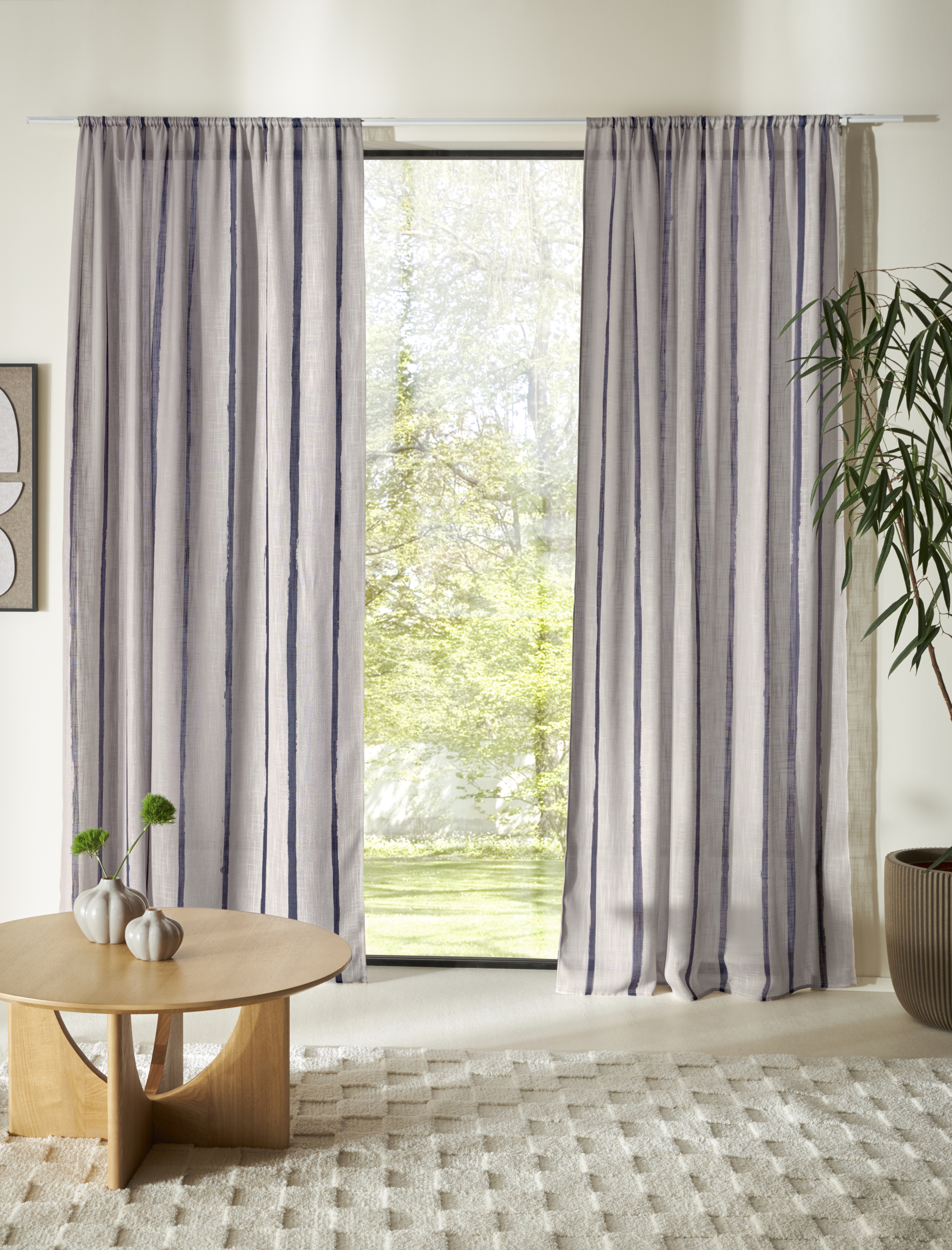 LeGer Home by Lena Gercke Gardine "Zayla" Stangendurchzug 1 Stk. tlg. Leinenoptik, Längsstreifen, Stangendurchzug, leichtes Material