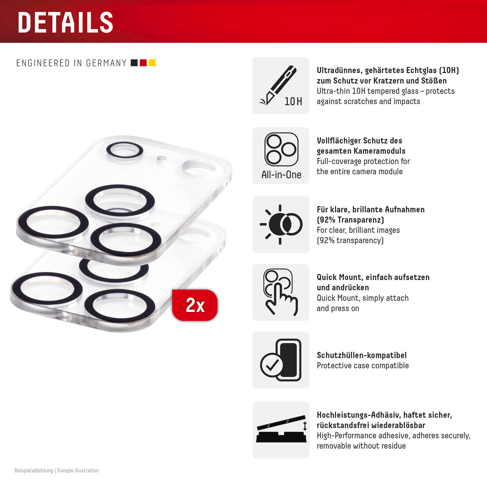 Displex Kameraschutzglas »Camera Lens Glass Glass All-In-One Protector Full Cover«, für Apple iPhone 17 Pro Max, Kameraschutz,Linsenschutz,Objektivschutz, kratz- & stoßfest