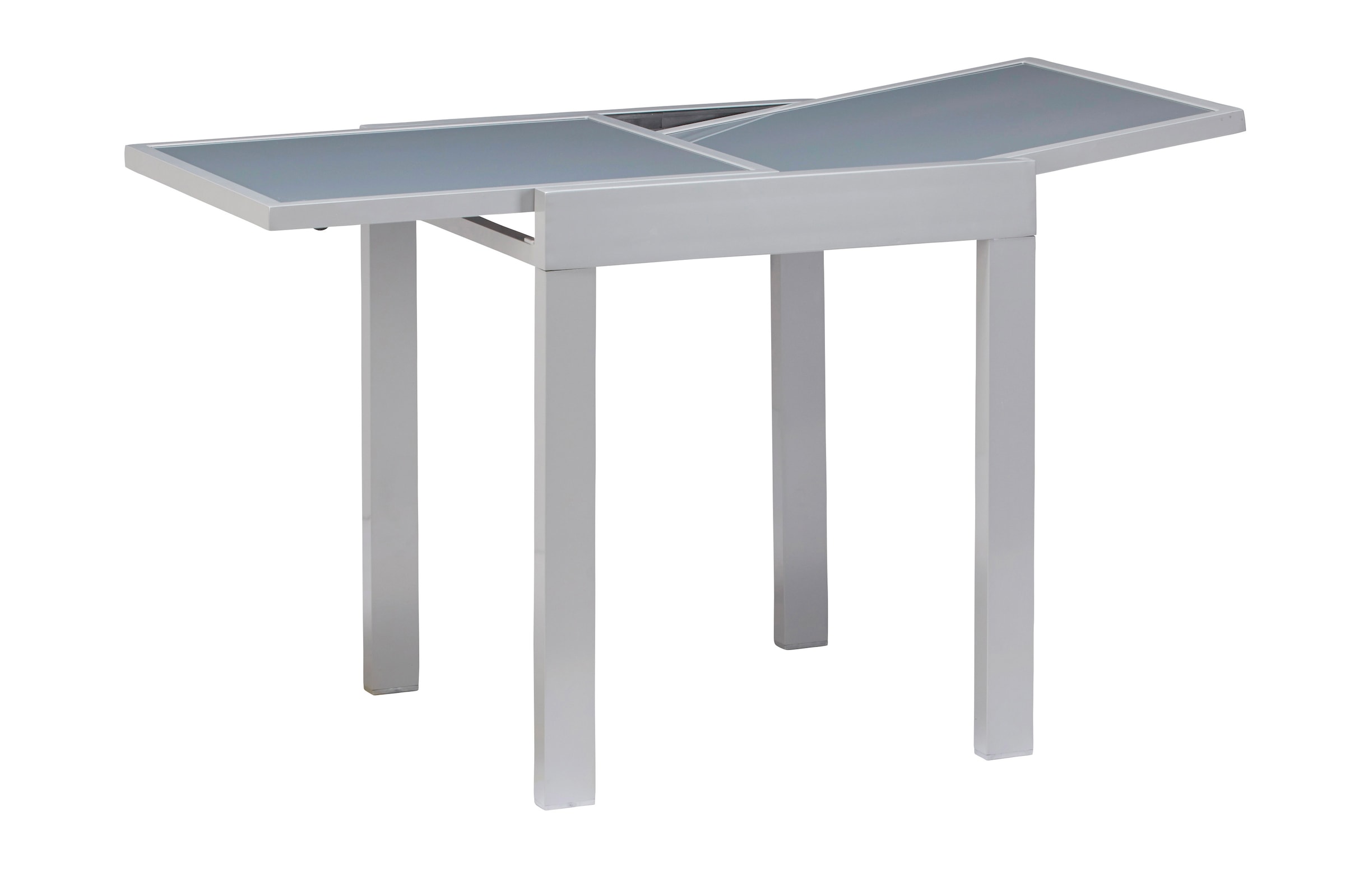 MERXX Balkonset »Lima«, (3 tlg., 2x Klappsessel, 1x Ausziehtisch 65(130)x65 cm), pulverbeschichtetes Aluminium, aus 100% Polyester, für 2 Personen