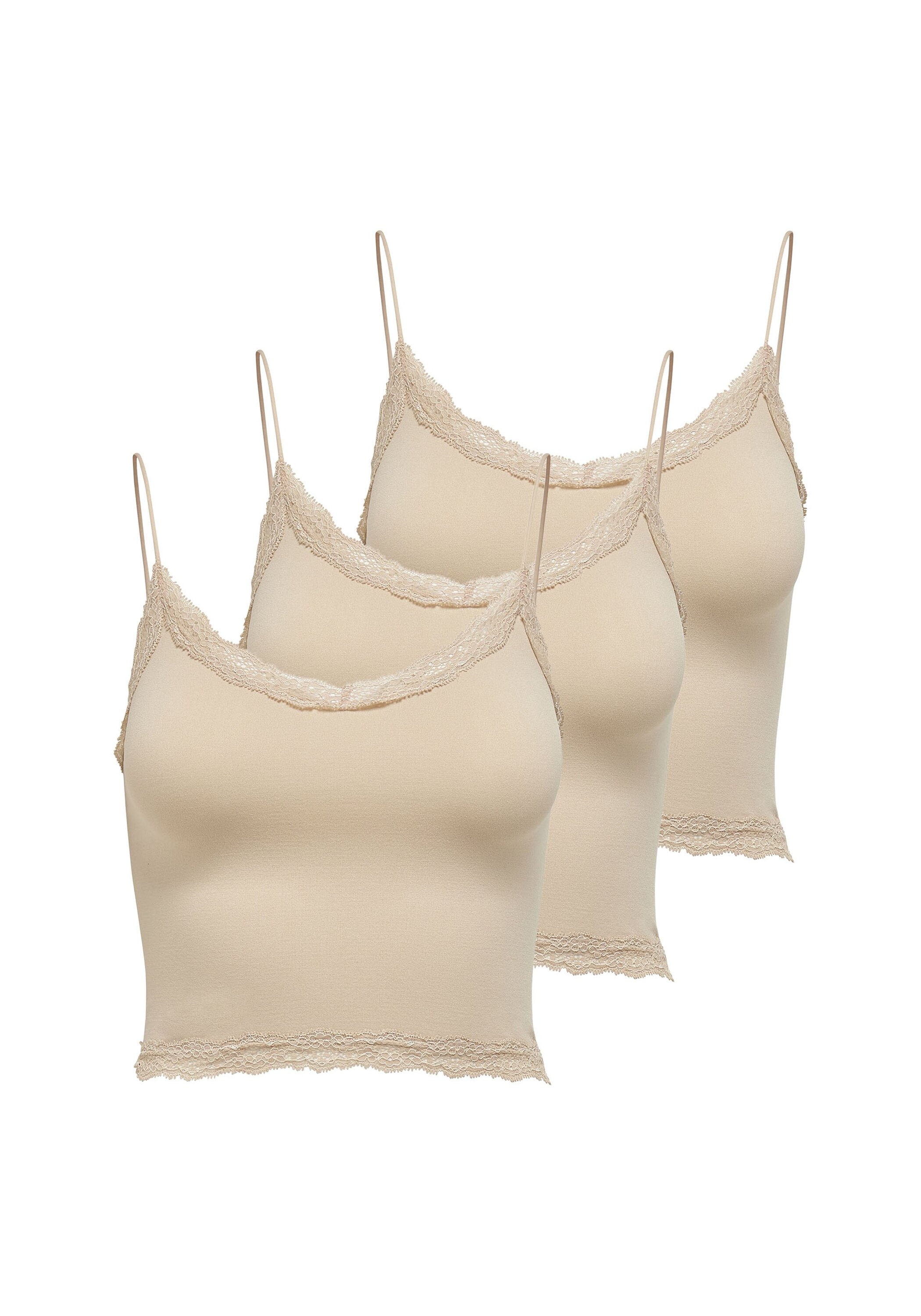 Only T-Shirt "T-Shirt Onlvicky Lace Seamless Cropped Top 3P 3er Pack"