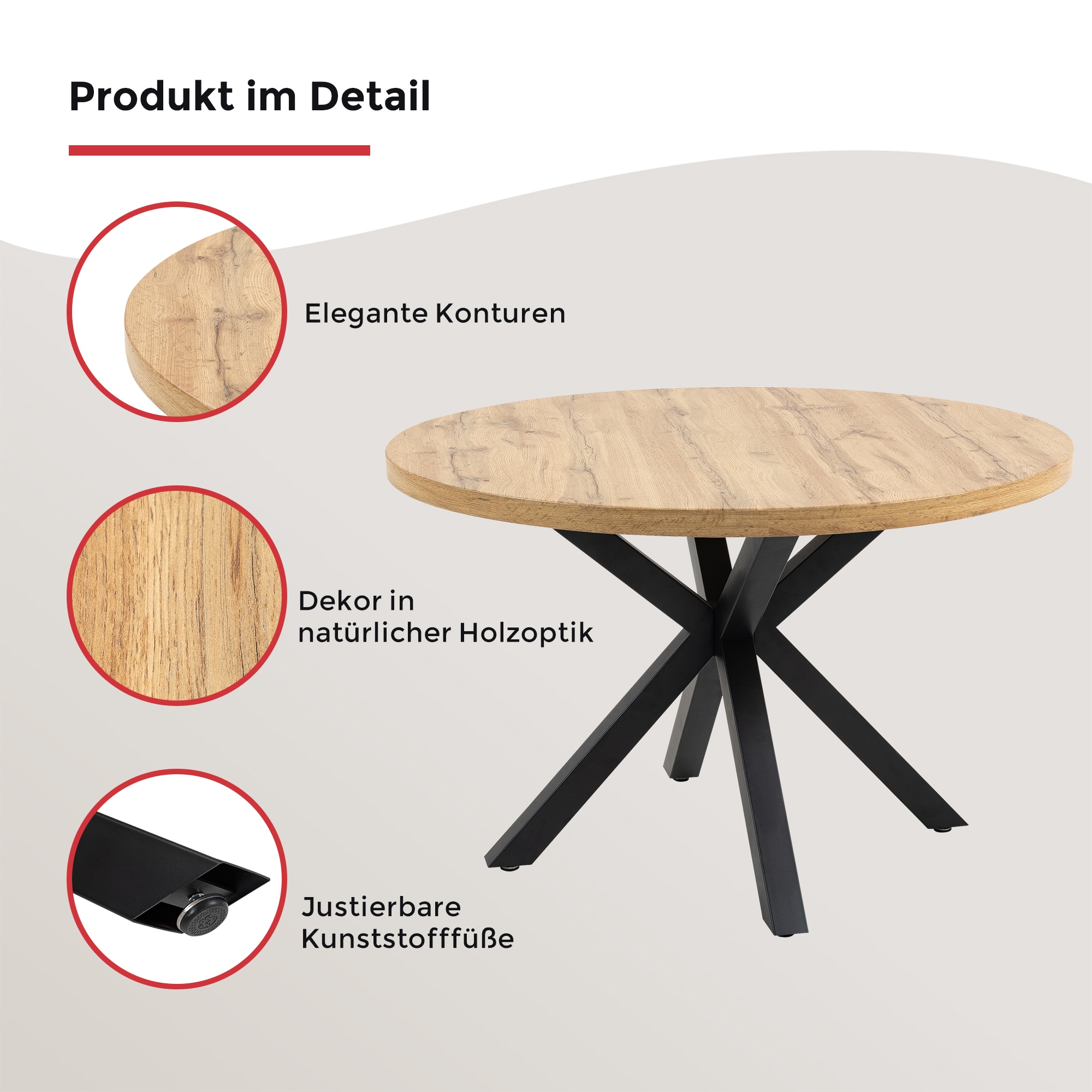 Duo Collection Esstisch »Damira Tisch rund BESTSELLER« Massives Metallgestell, Belastbarkeit bis 100 kg