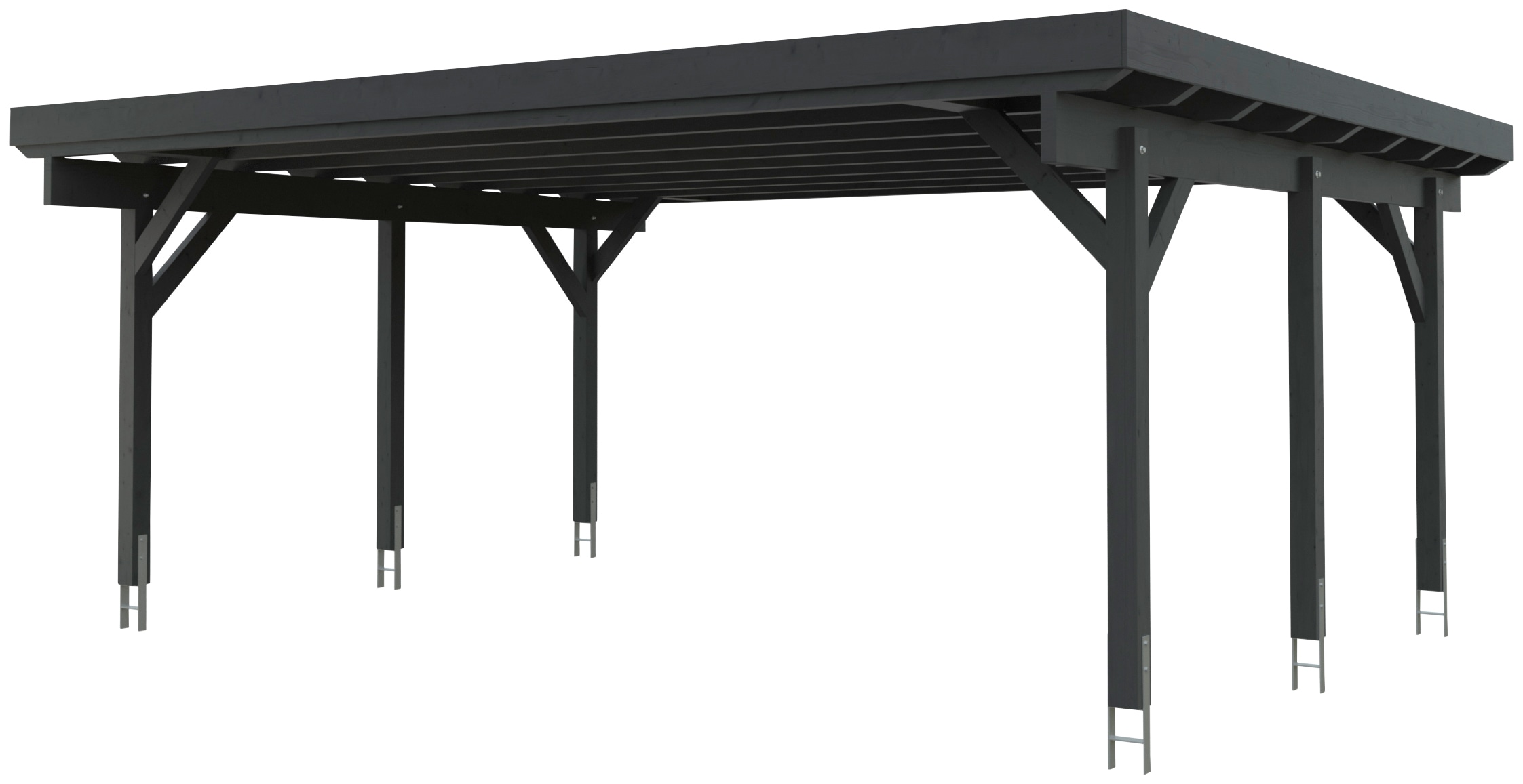Kiehn-Holz Doppelcarport "KH 310 / KH 311" Massivholz 561 cm anthrazit Stahl-Dach, versch. Farben
