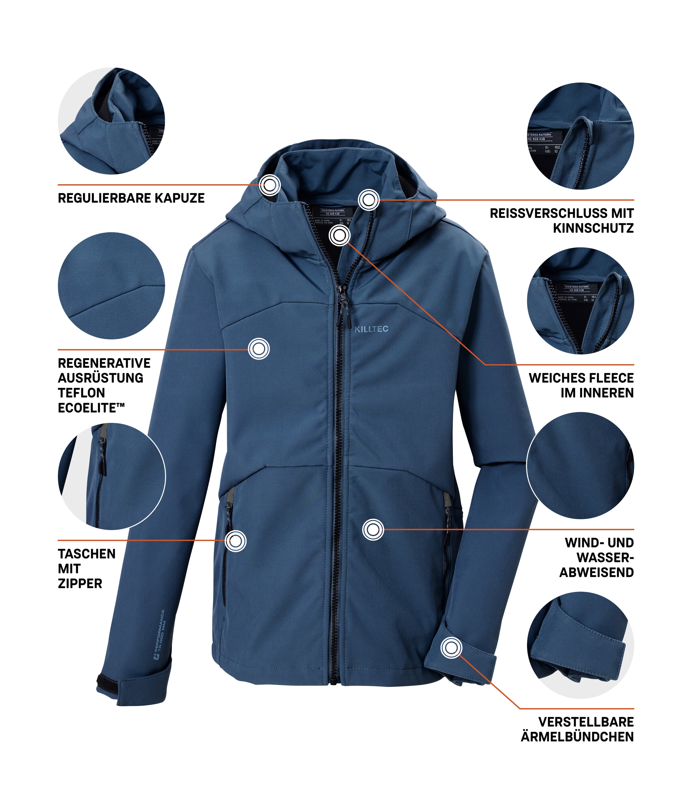 Killtec Softshelljacke »KOW 176 BYS SFTSHLL JCKT« Wind- und wasserabweisende Kinderjacke mit Fleece und Kapuze