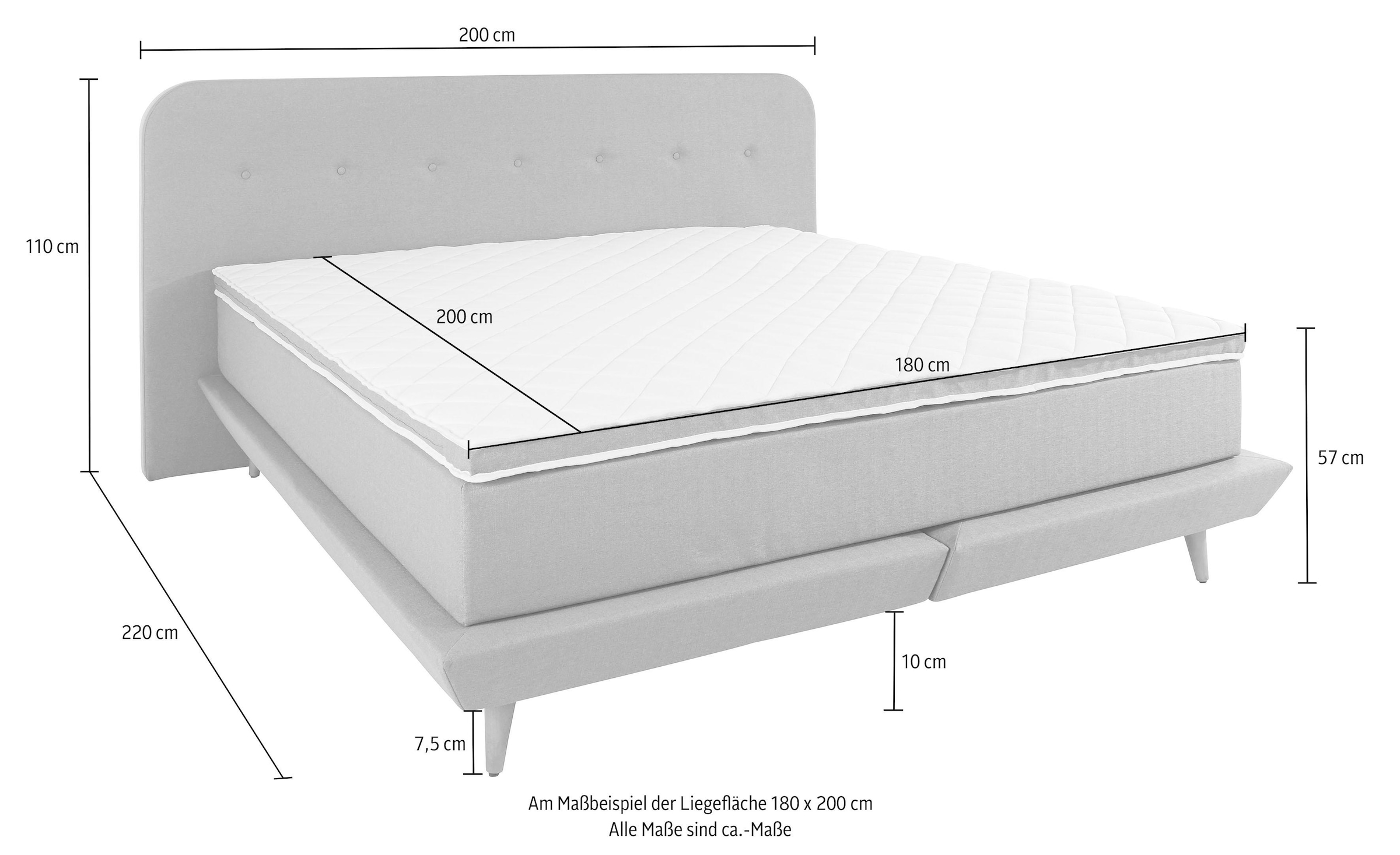 andas Boxspringbett »Premium«, Steppung mit Knopfheftung, inkl. Topper