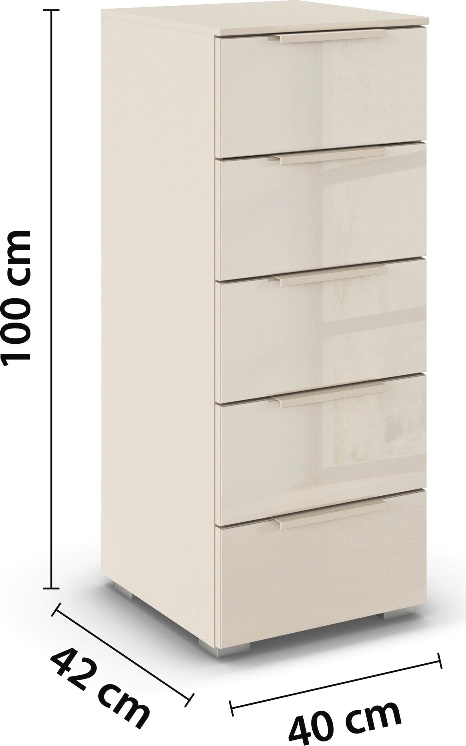 rauch Schubkastenkommode »Highboard Sideboard Kommode MONTCLAR Frontauswahl Dekor/Hochglanz/Glas« in 2 Breiten: 40 oder 80 cm / Höhe 100 cm, inkl. Soft-Close-Funktion,  mit 5 geräumigen Schubladen, viele Griffvarianten MADE IN GERMANY