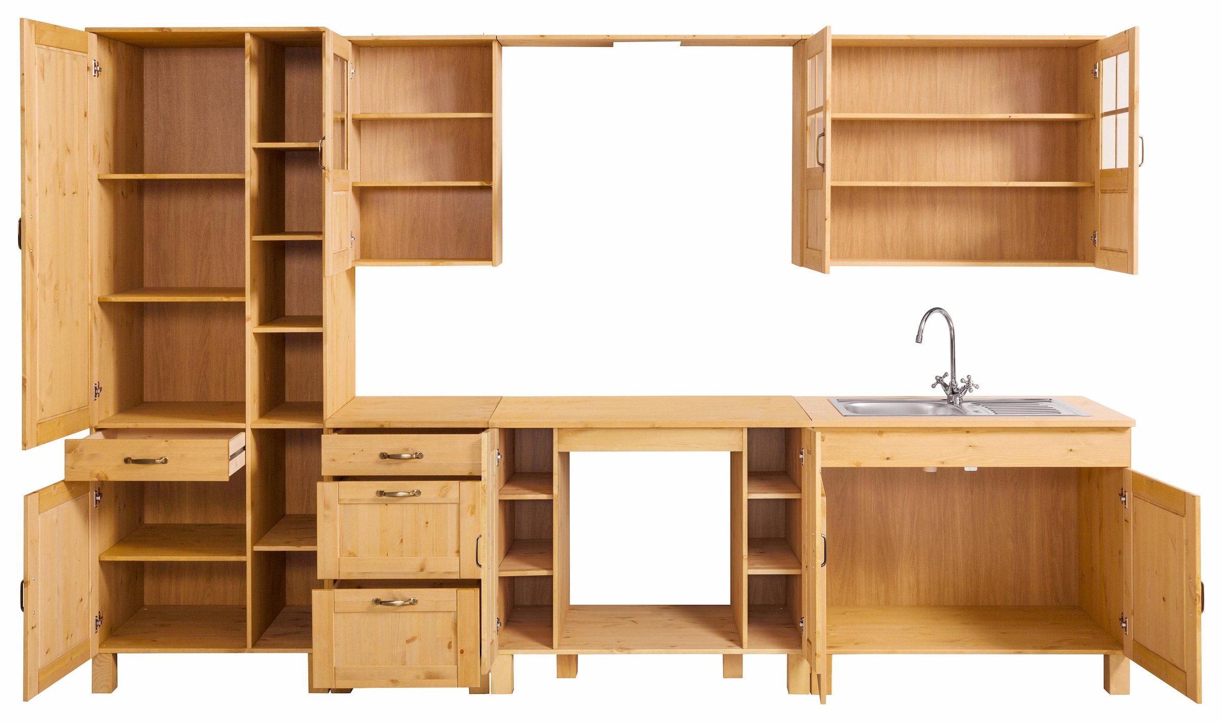 Home affaire Küchenzeile »Alby«, Breite 325 cm, aus Kiefer massiv, ohne E-Geräte