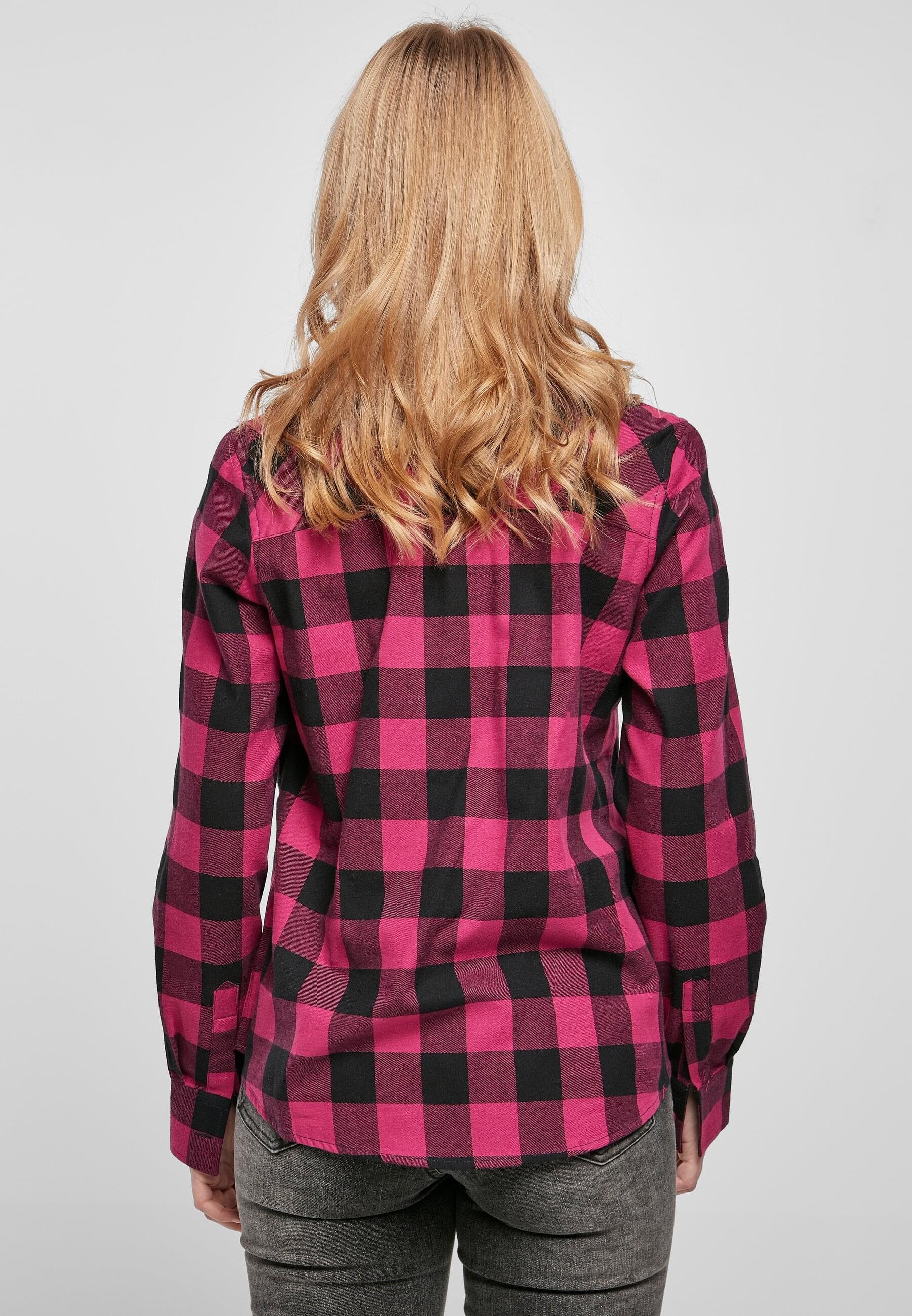 URBAN CLASSICS Langarmhemd »Urban Classics Damen Ladies Turnup Checked Flanell Shirt«, (1 tlg.)