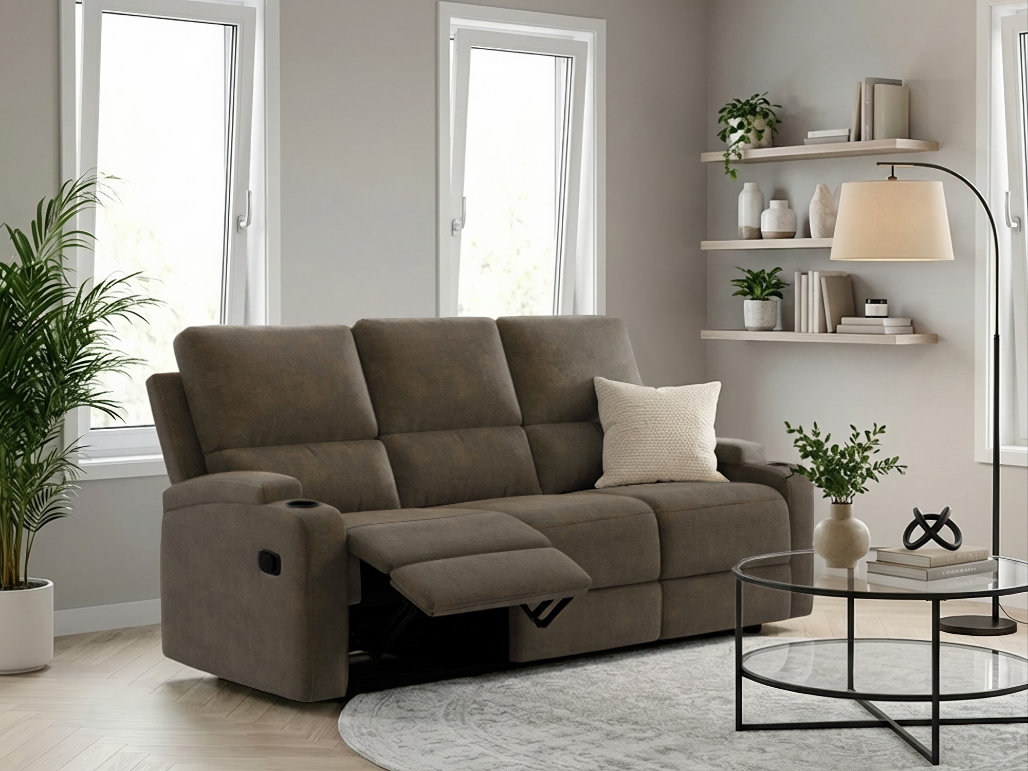 OTTO home 3-Sitzer "NAPORI Microfaser, Multimediasofa, Kinosessel XXL" Kinosofa mit 2 x Relaxfunktion und Getränkehalter