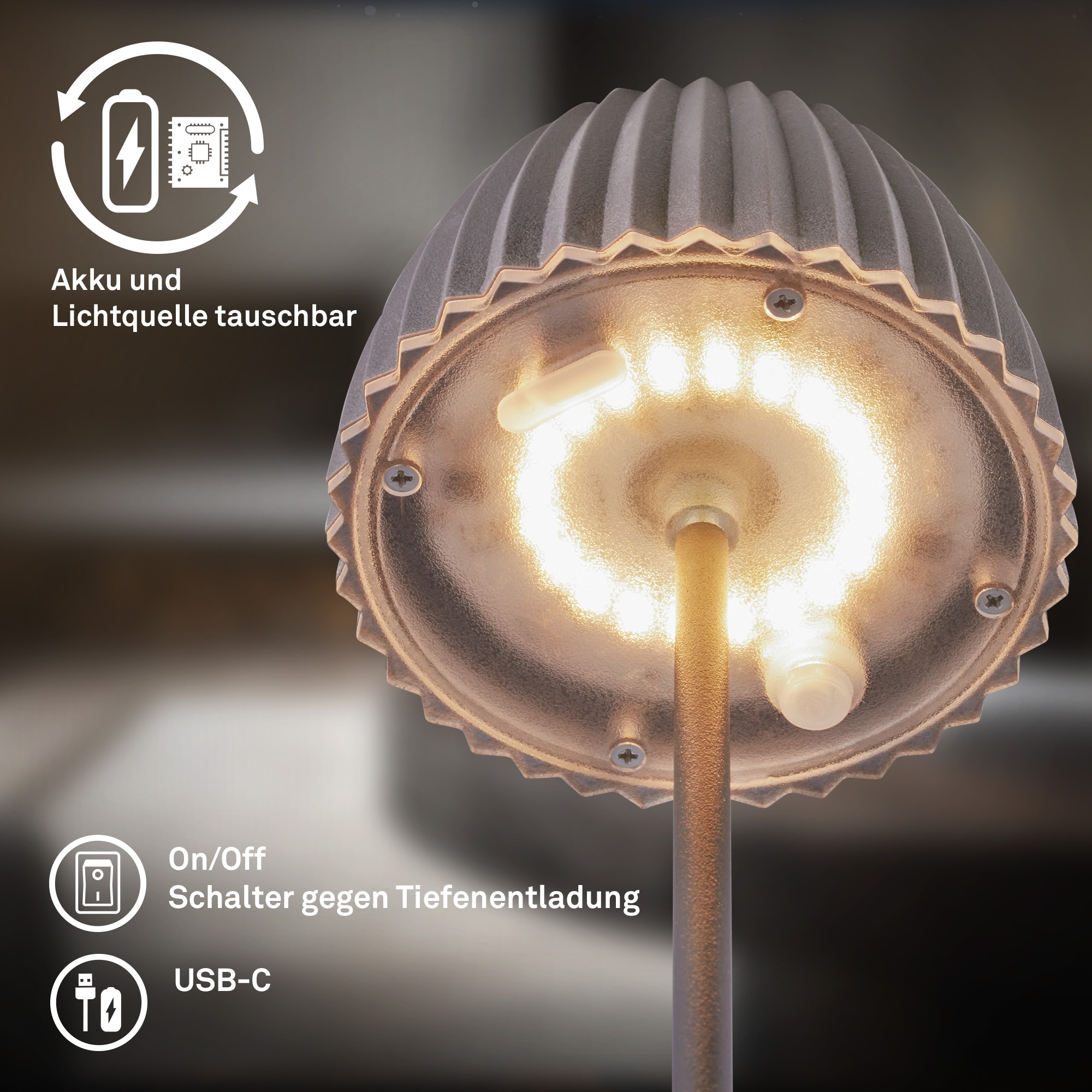 Briloner Leuchten LED Tischleuchte »Akku LED Tischleuchte«, Leuchtmittel LED-Modul | LED fest integriert