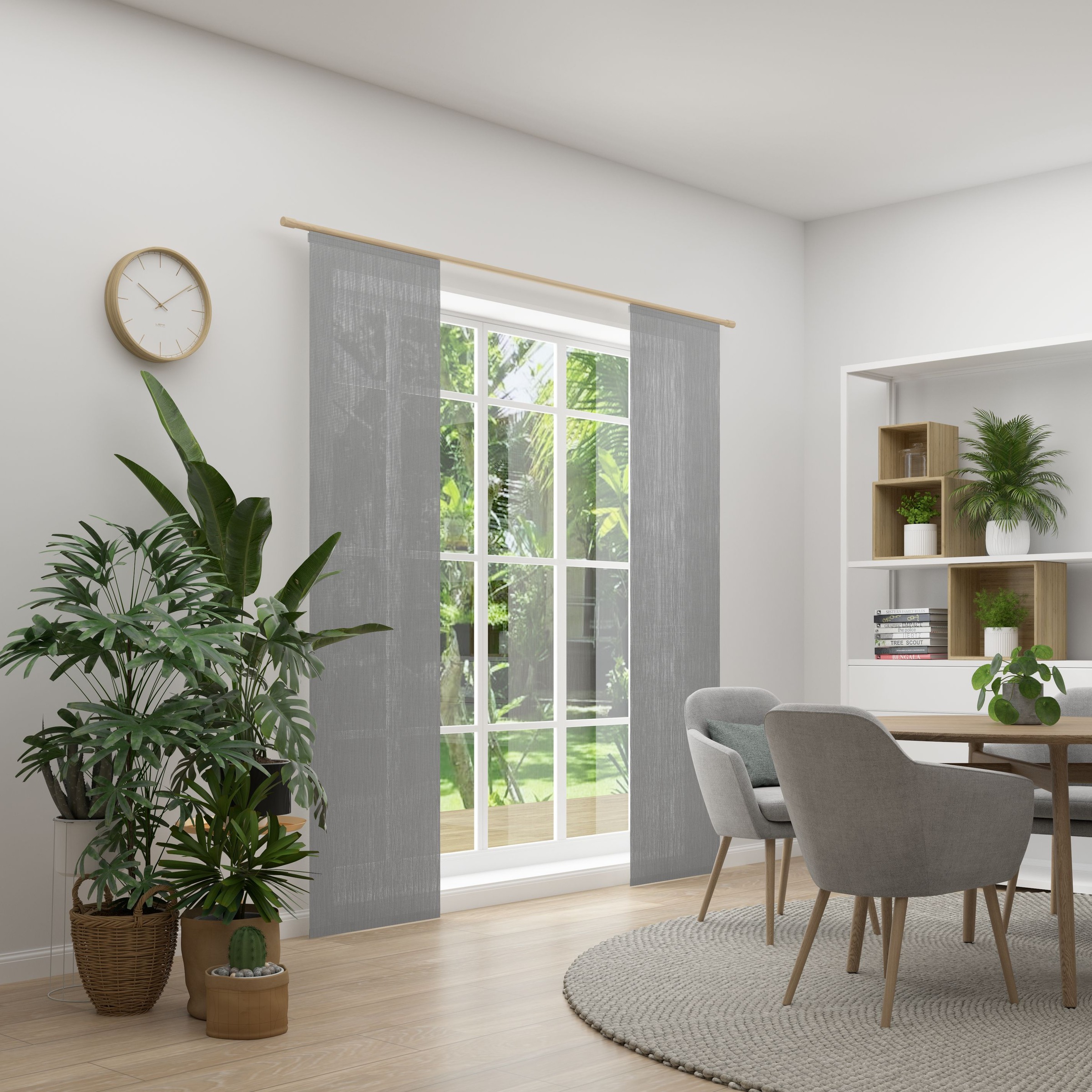 Schiebegardine NEUTEX FOR YOU, B:60cm H:245cmdunkelgrau, Polyester, Wohnzimmer, Gardinen, "RAYA", Grafische Linienstruktur