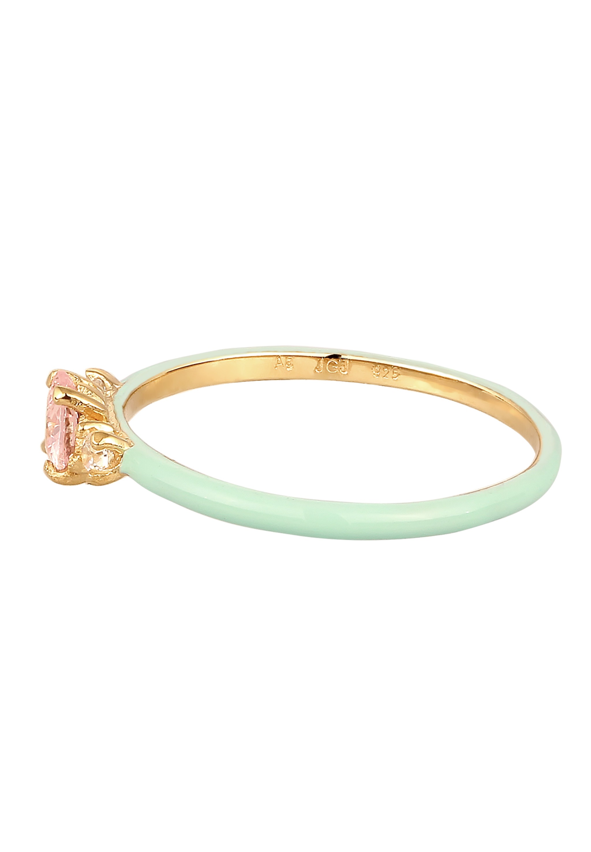 Elli Silberring »Ring Herz Zirkonia Pink Emaille 925 Sterling Silber vergoldet«