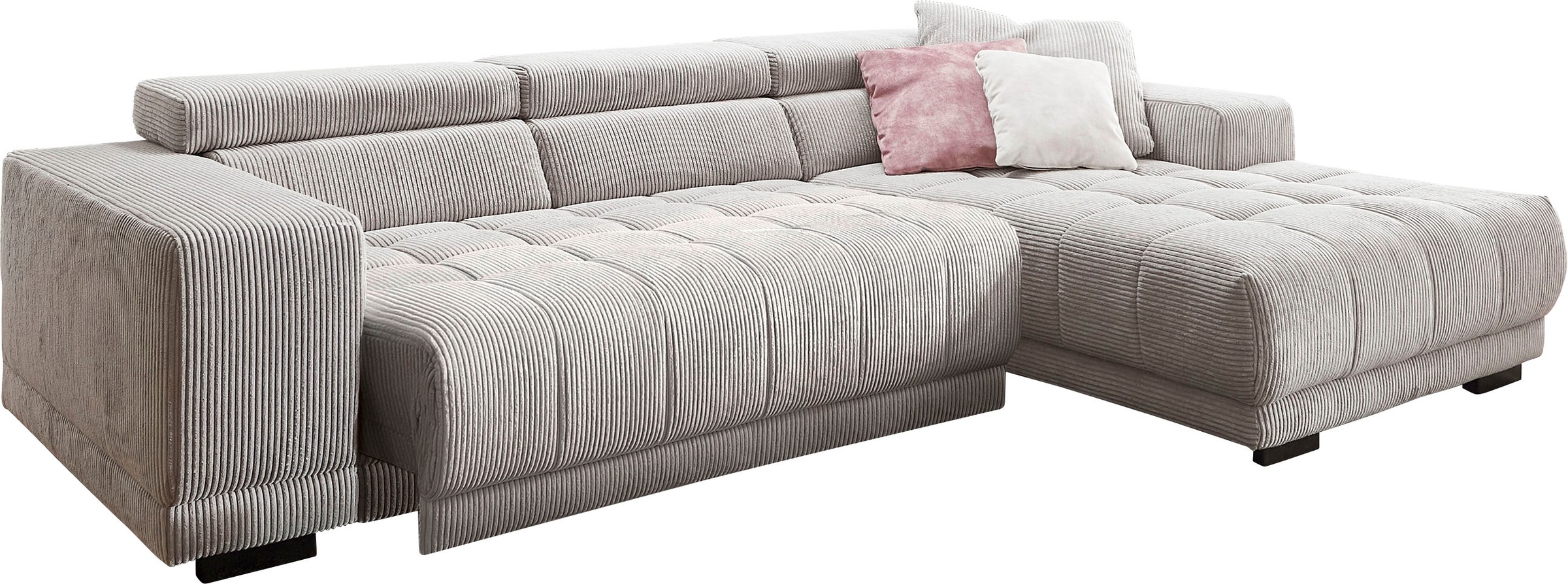 Ecksofa DIE PLANBAR "MP-IN15053 L-Form schmaler Schenkel", grau, B:303cm H:75cm T:190cm, 88% Polyester; 12% Polyamid, Sofas, Ecksofa, mit Kopfteilverstellung, wahlweise mit manueller Vorziehbank 6