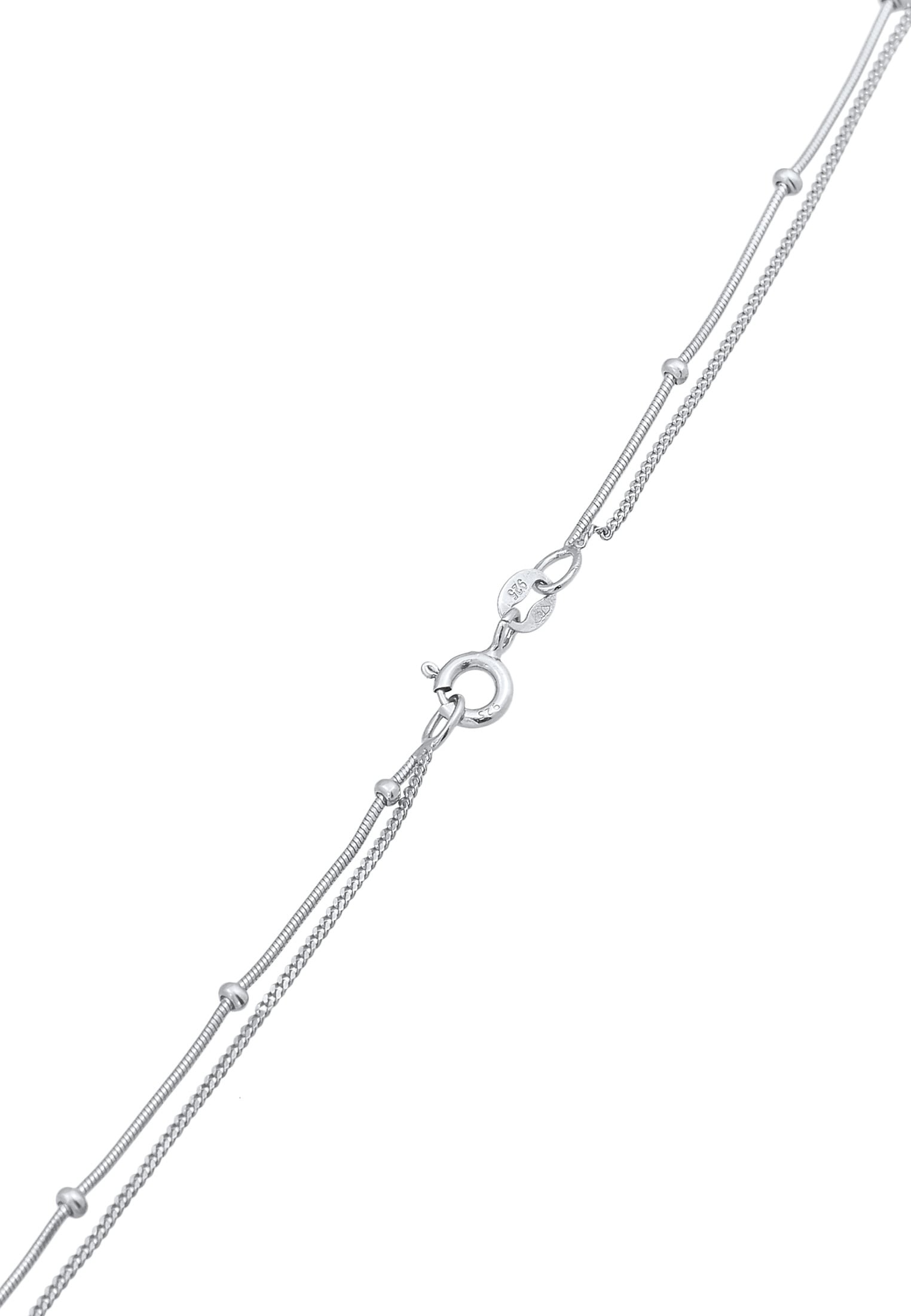 Elli Silberkette »Halskette 2-lagig Layer Plättchen Kreis 925 Silber«