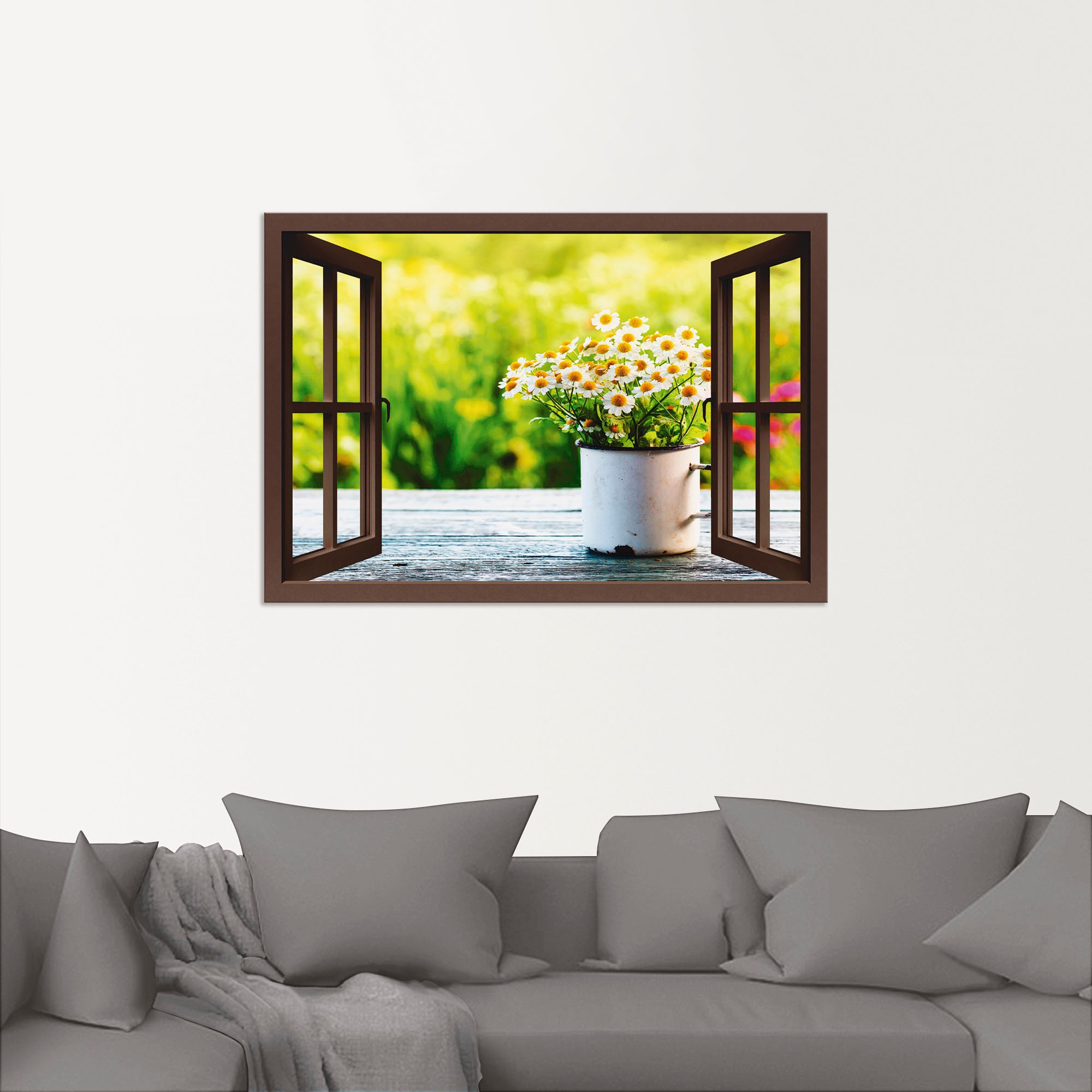 Artland Wandbild "Fensterblick Garten mit Gänseblümchen" 1 Stk. tlg. als Al günstig online kaufen