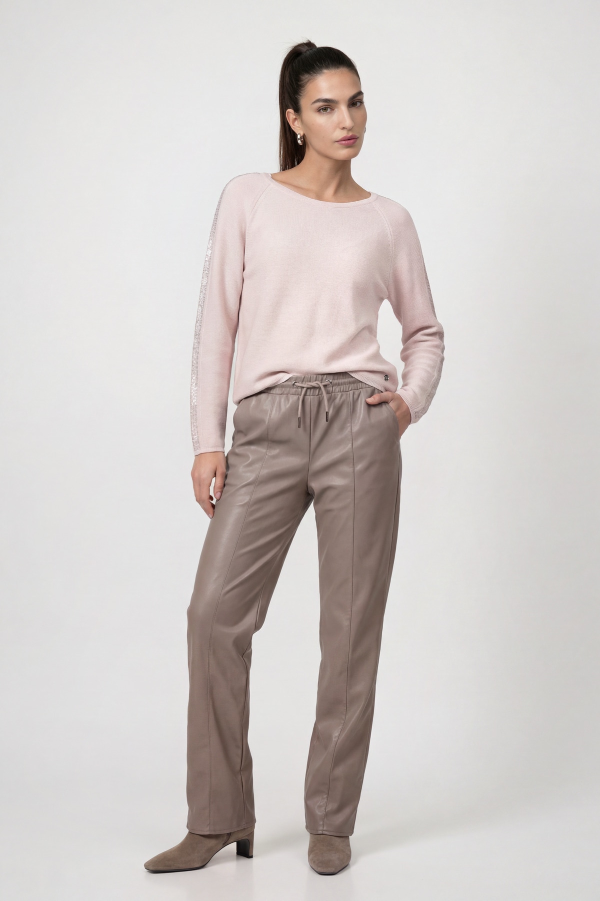 Monari Rundhalspullover »Pullover Basic Schmuck« Regular fit mit Schmuckelementen