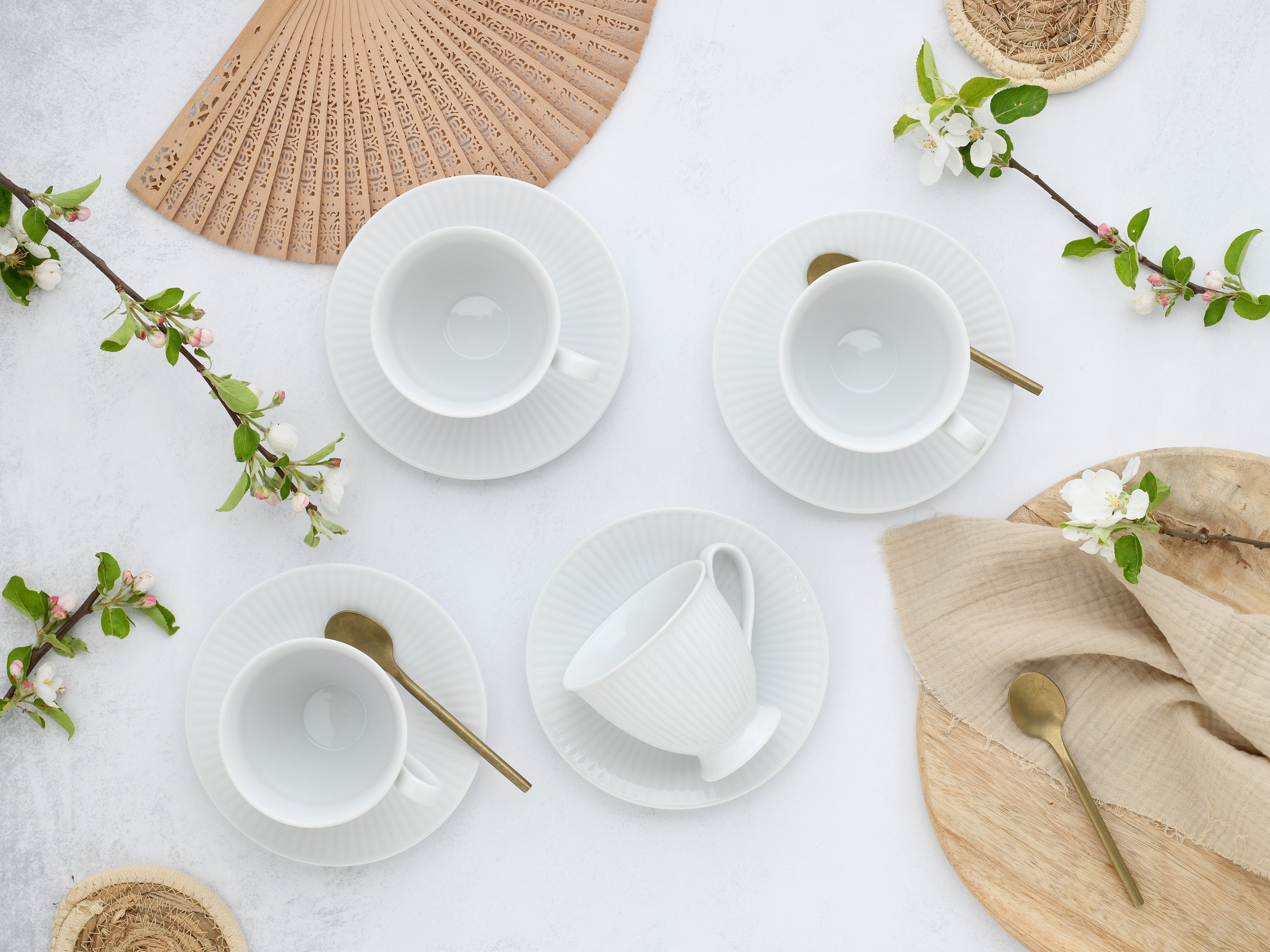 CreaTable Tasse »Valencia Weiß, Kaffeeset, 12-tlg.«, (Set, 12 tlg.), Elegant, Boho Chic